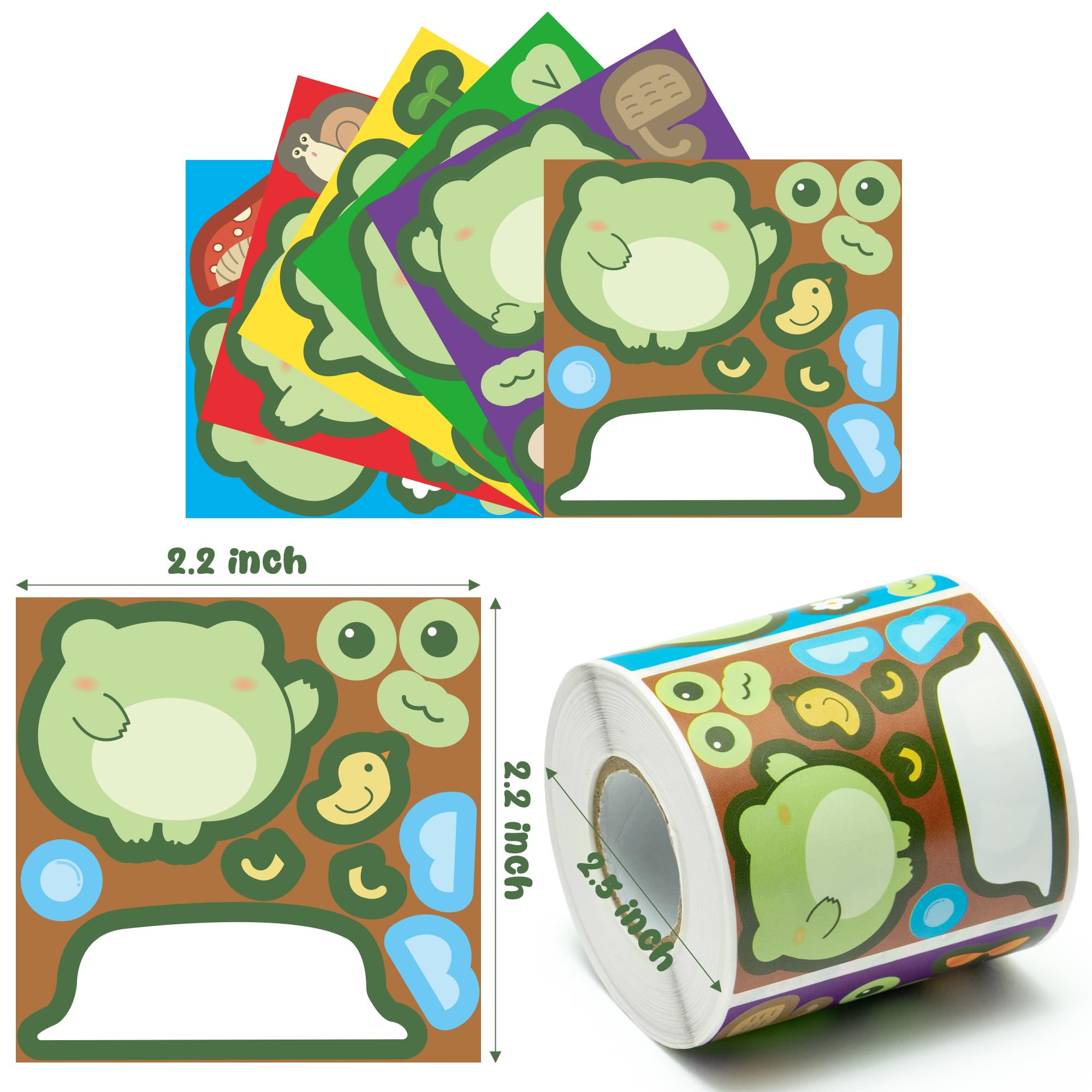 ANGOLIO 300Pcs Cute Frog Face Stickers - DIY Cartoon Frog Vinyl Waterproof Stickers for Kids Art Crafts, Classroom Activities, Holiday Party Favors & Birthday Gifts - Perfect for Scrapbooking, Journals, Water Bottles & Laptop Decoration