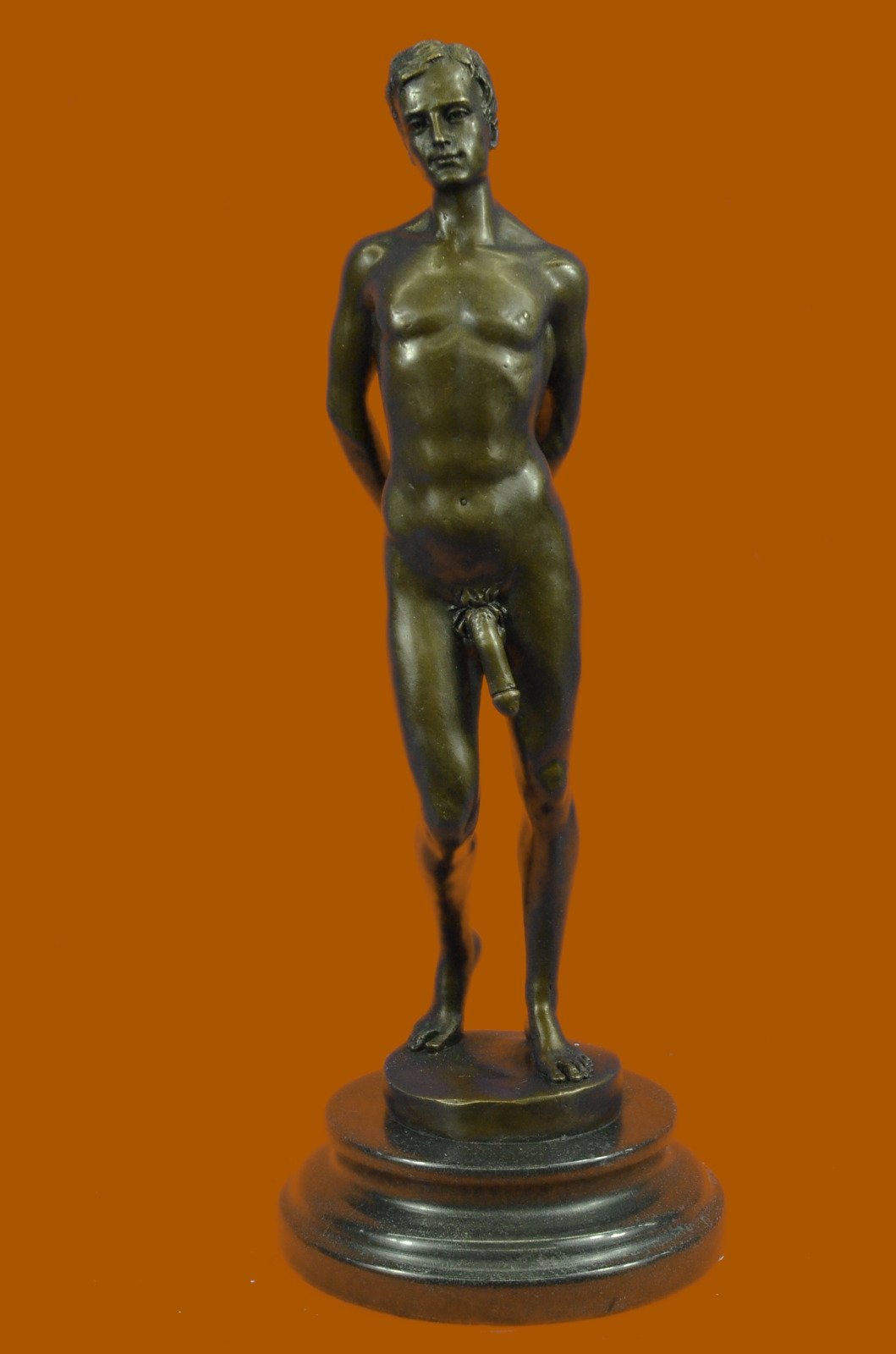 European Bronze Statue - Male Nude Bodybuilder Sculpture, Muscular Art Deco Figurine for Gay Interest | Home Decor, Art Collection, Gift for Fitness Enthusiasts