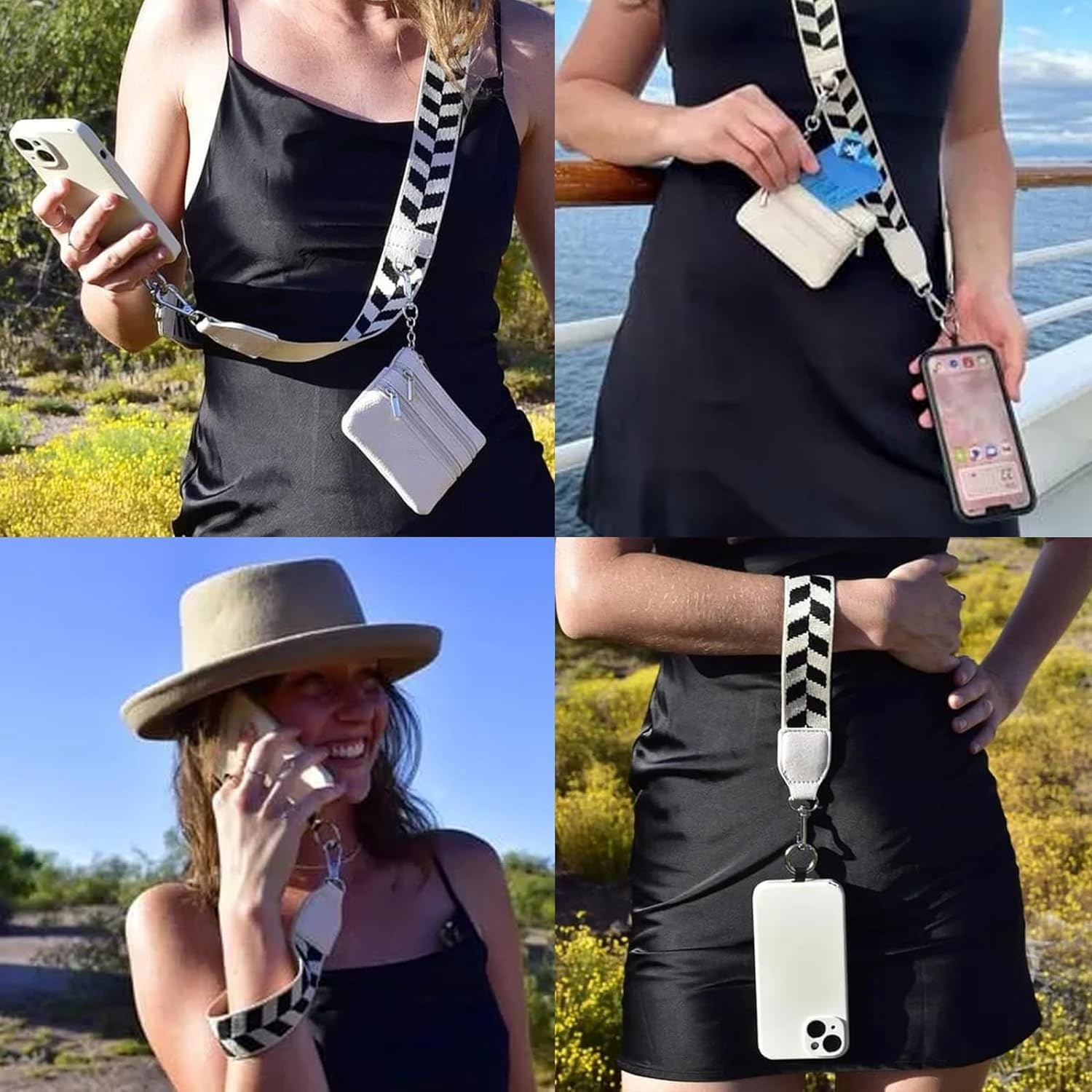 Zixuan Adjustable Crossbody Phone Strap with Zippered Pouch & Secure Clip - Hands-Free Convenience for Travel, Shopping, and Outdoor Activities