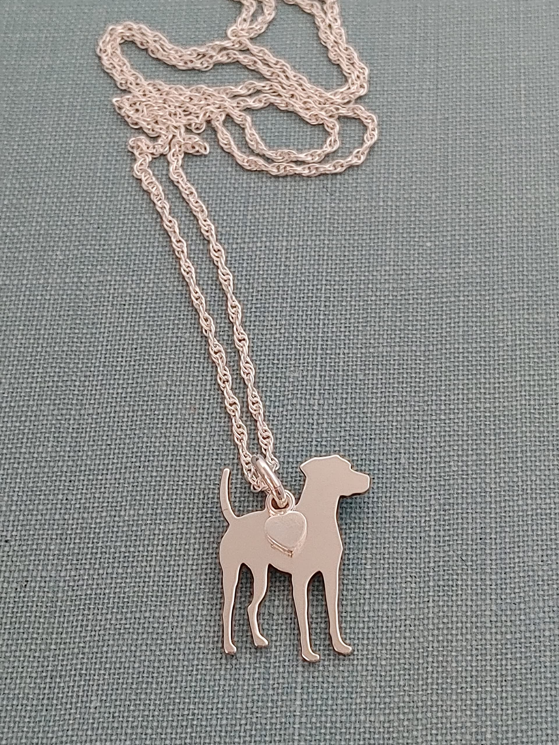 Sterling Silver Dog Charm Necklace for Pet Lovers - Catahoula Heart Pendant