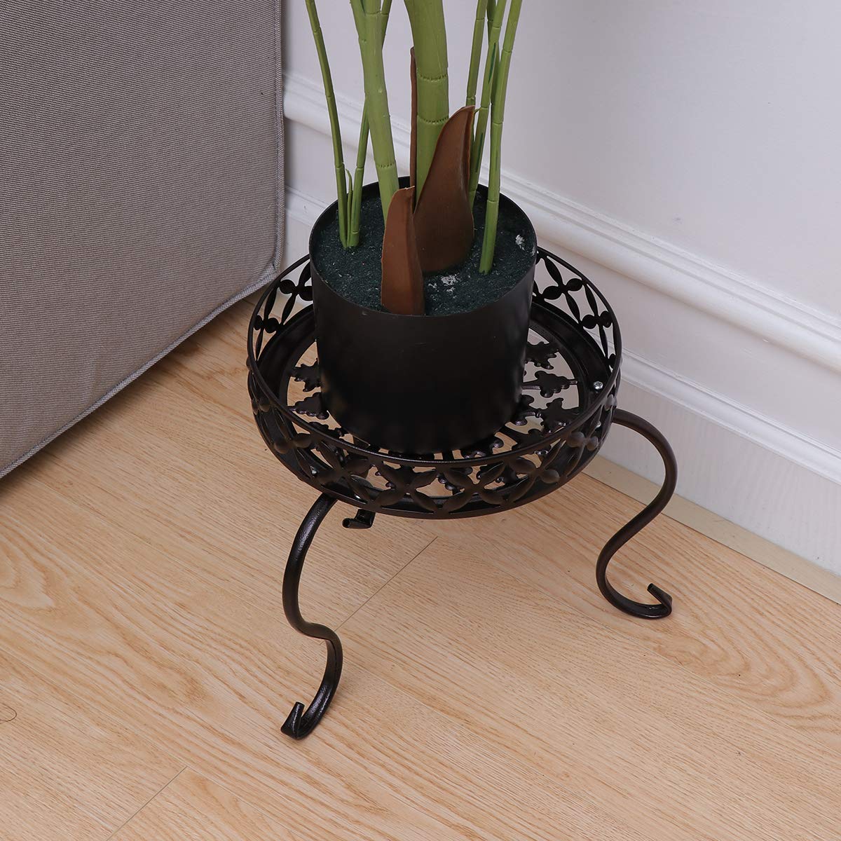 Yardwe Metal Plant Stand - Indoor Outdoor Flower Pot Holder, Iron Rack for Plants (Bronze) | Perfect for Patio, Garden, Balcony & Home Decor
