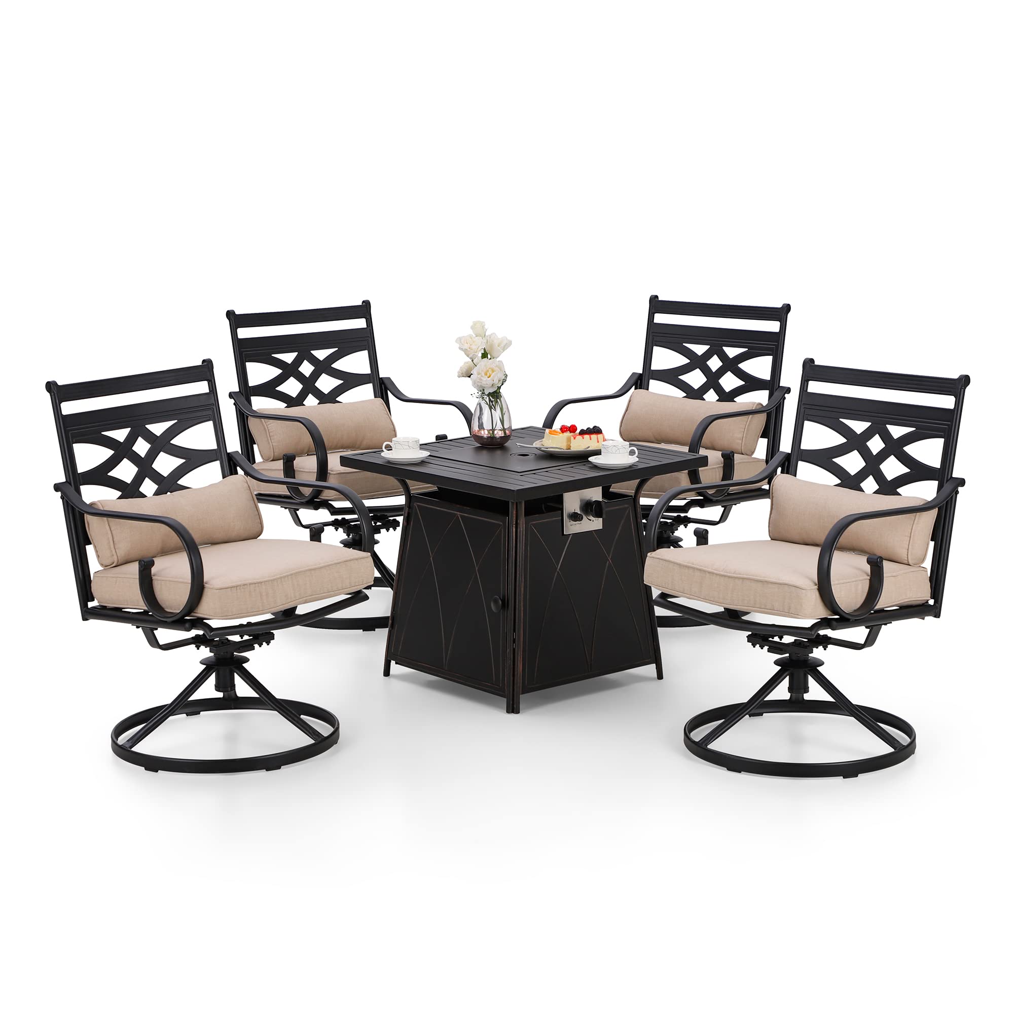 PHI VILLA 4-Piece Outdoor Patio Dining Set with 28