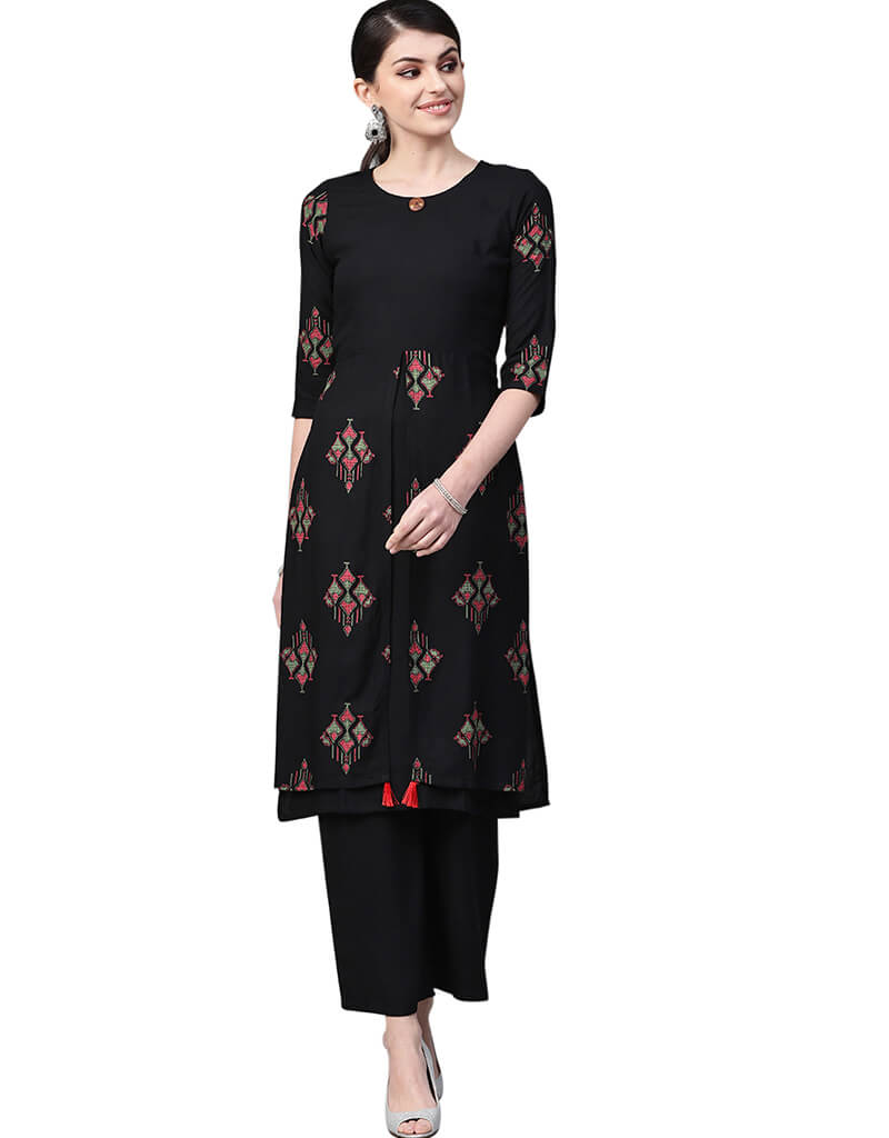 Black Rayon Palazzo Straight Pants for Women - Comfortable Wide Leg Trousers for Casual Wear, Office & Travel