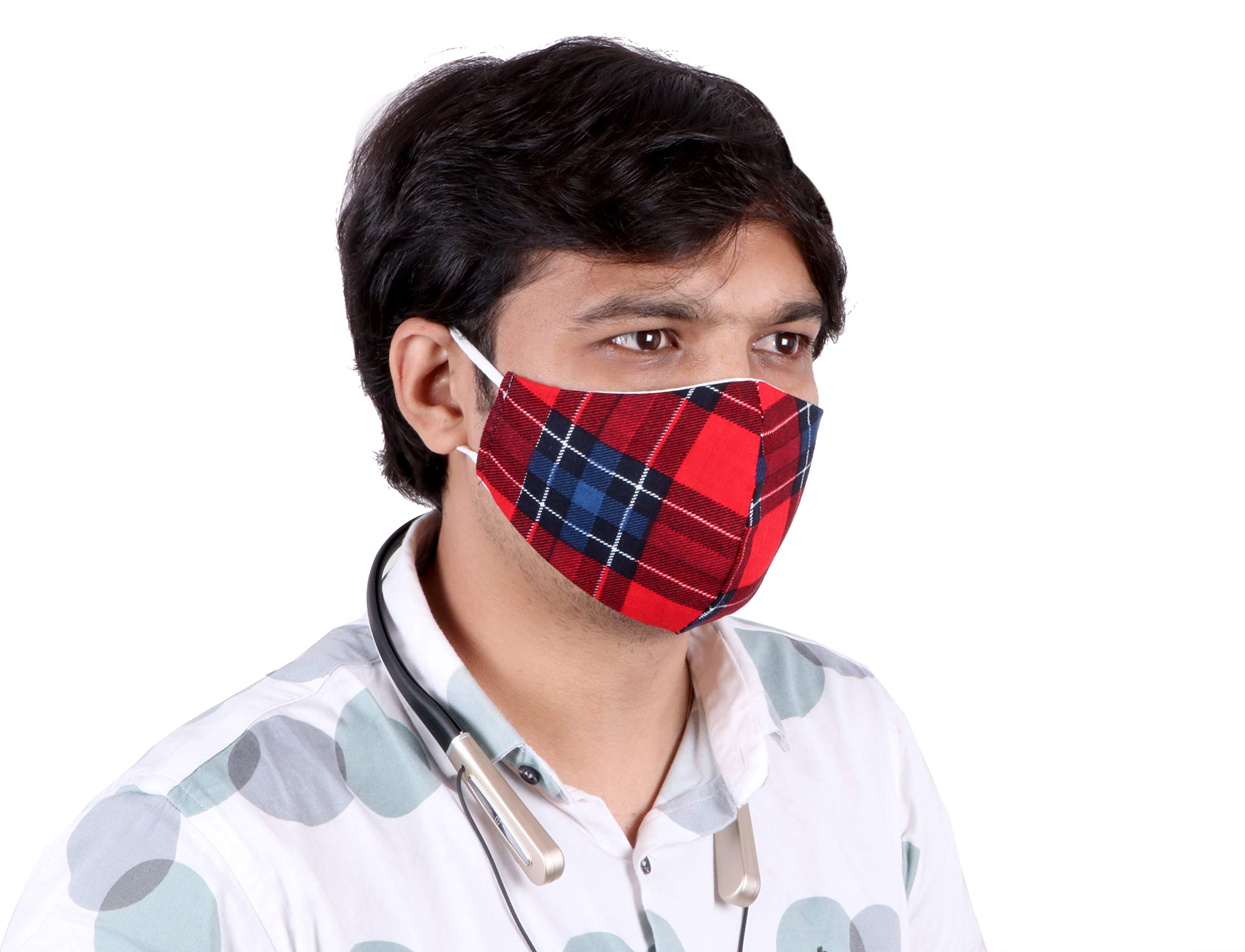 Premium Cotton Face Mask - 100% Organic & Breathable, Reusable & Washable for Men & Women - Soft Adjustable Ear Loops - Made in India (Multi-Color) - Ideal for Daily Use, Travel, and Outdoor Activities