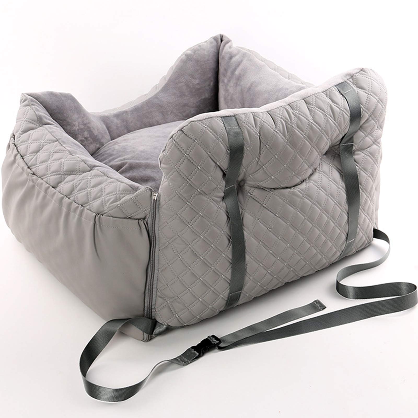 Premium Dog Car Seat Booster - Detachable Non-Slip Pet Travel Carrier with Safety Leash & Storage Pocket | Washable Cover for Small Dogs & Cats | Perfect for Road Trips, Vet Visits & Daily Commutes