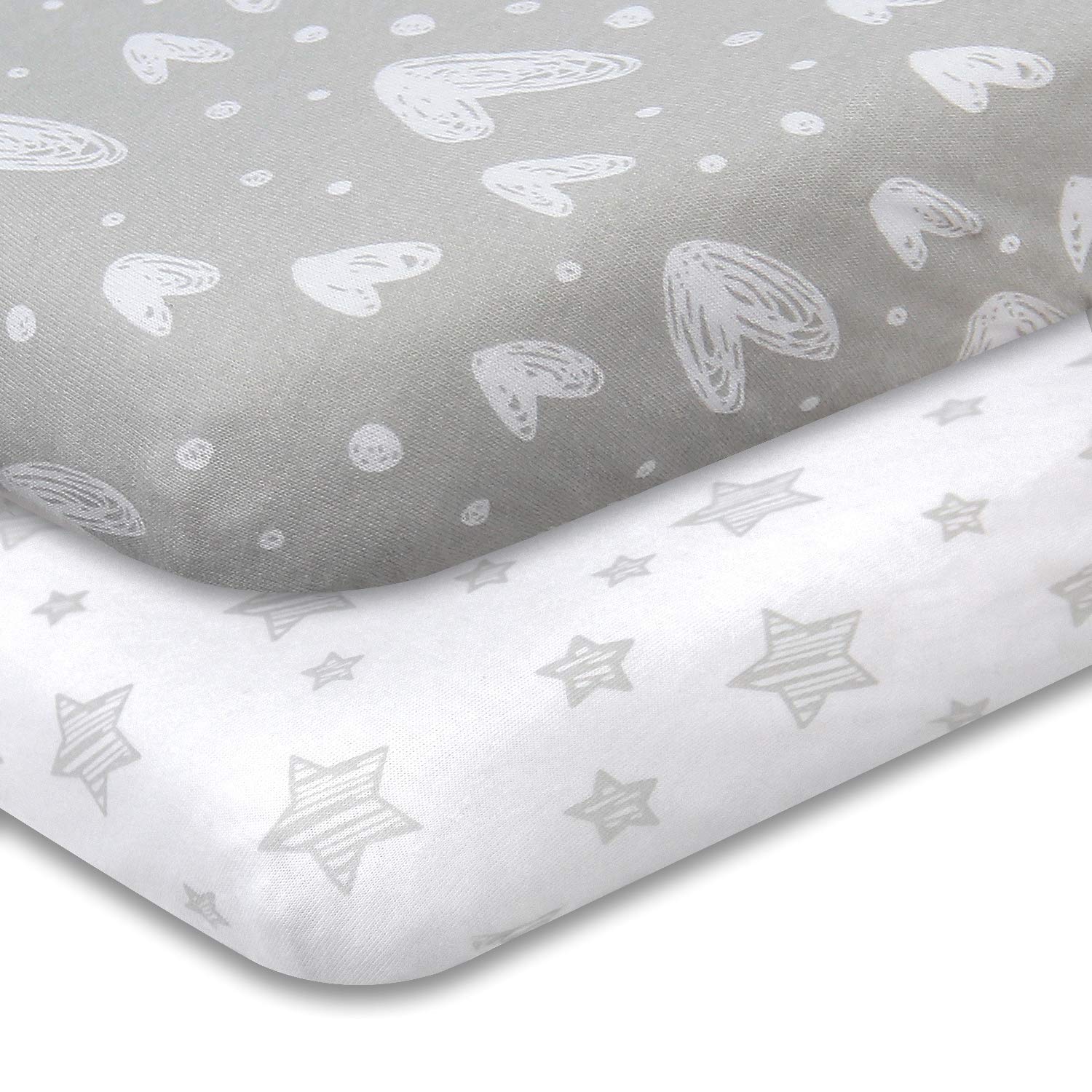 Soft Jersey Cotton Travel Crib Sheets 2 Pack - Fits Guava Lotus, Baby Bjorn & Dream on Me Playards (42