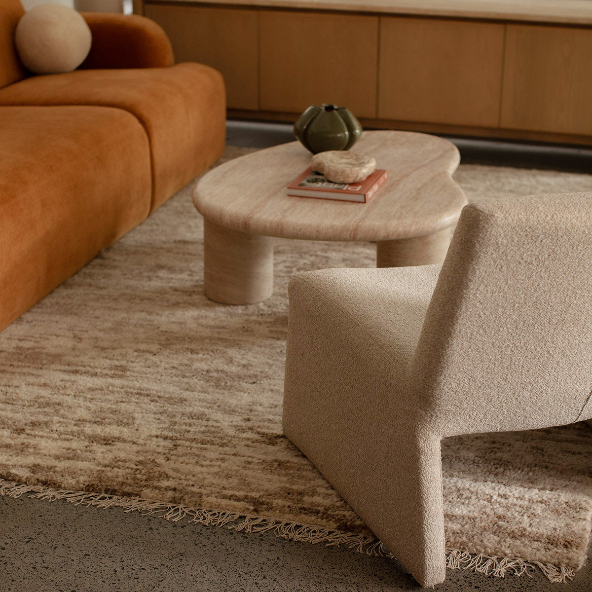 Azzurra Modern Travertine Coffee Table - Elegant Living Room Centerpiece for Home Decor & Entertaining