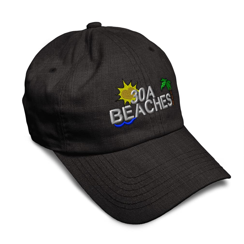 Soft Baseball Cap 30A Beaches - Breathable Twill Cotton Unisex Dad Hat for Men & Women | Perfect for Beach Outings, Casual Wear & Outdoor Activities