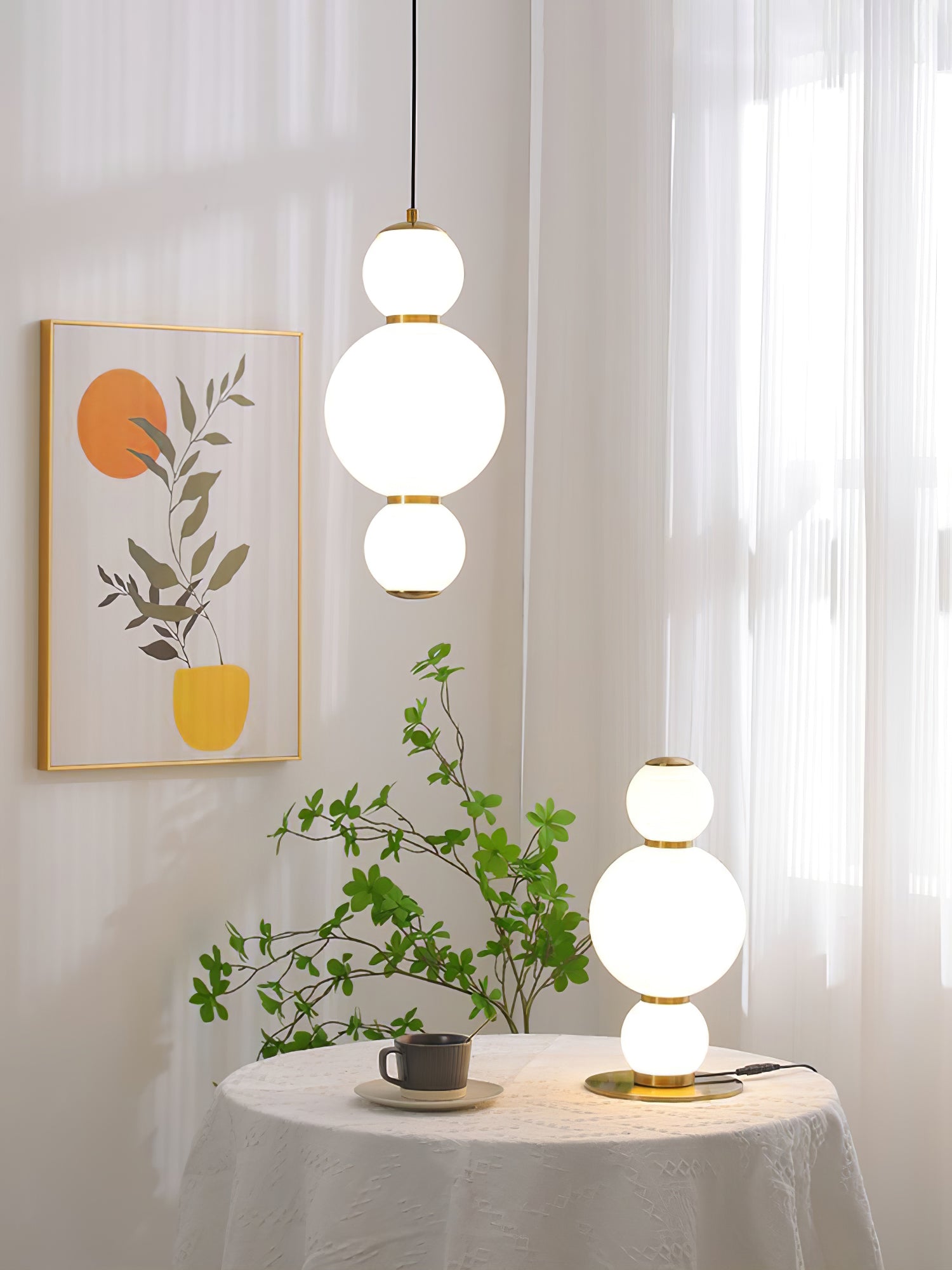 Modern Double Globe Pendant Light - Adjustable Hanging Chandelier for Dining Room, Kitchen Island & Bedroom Lighting - Industrial Vintage Style Ceiling Fixture