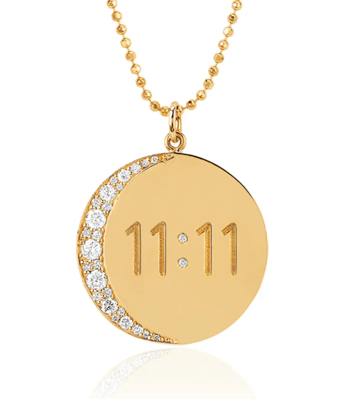 11:11 Crescent Moon Talisman Necklace - Spiritual Jewelry for Manifestation & Good Luck - Perfect for Meditation, Yoga & Gift Giving