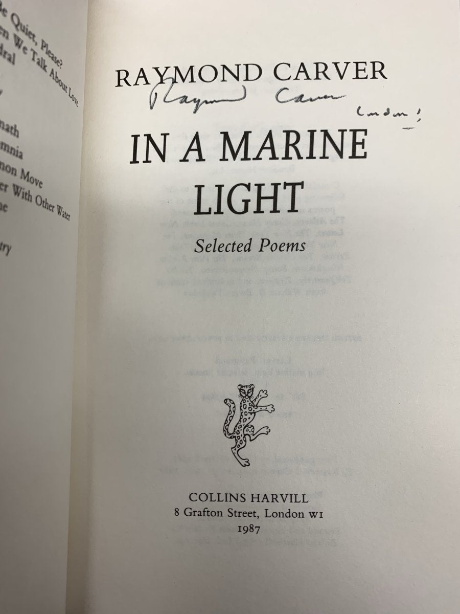 Raymond Carver 'In a Marine Light' Signed First Edition - Collectible Literary Fiction for Book Lovers & Home Libraries