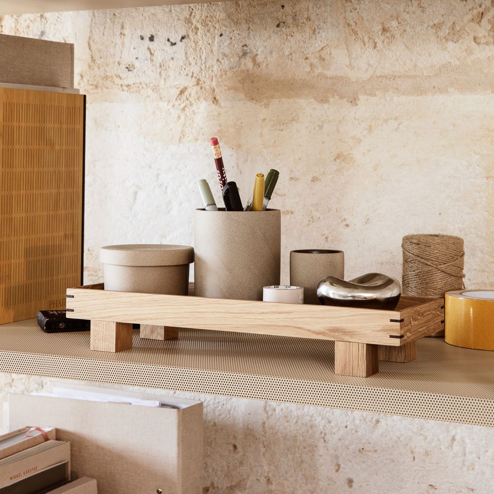 Ferm LIVING Bon Large Storage Container in Sand - Modern Home Organization for Living Room, Bedroom & Office Decor