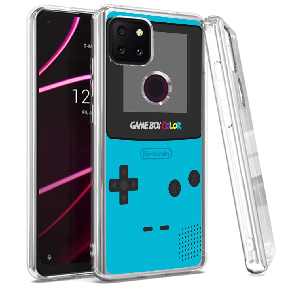 Blue Gameboy Phone Case for T-Mobile Revvl 5G / TCL Revvl 5G - Clear Slim Flexible TPU Gel Shockproof Protective Cover with Retro Gaming Design | Perfect for Everyday Use, Gaming Enthusiasts & 90s Nostalgia Fans