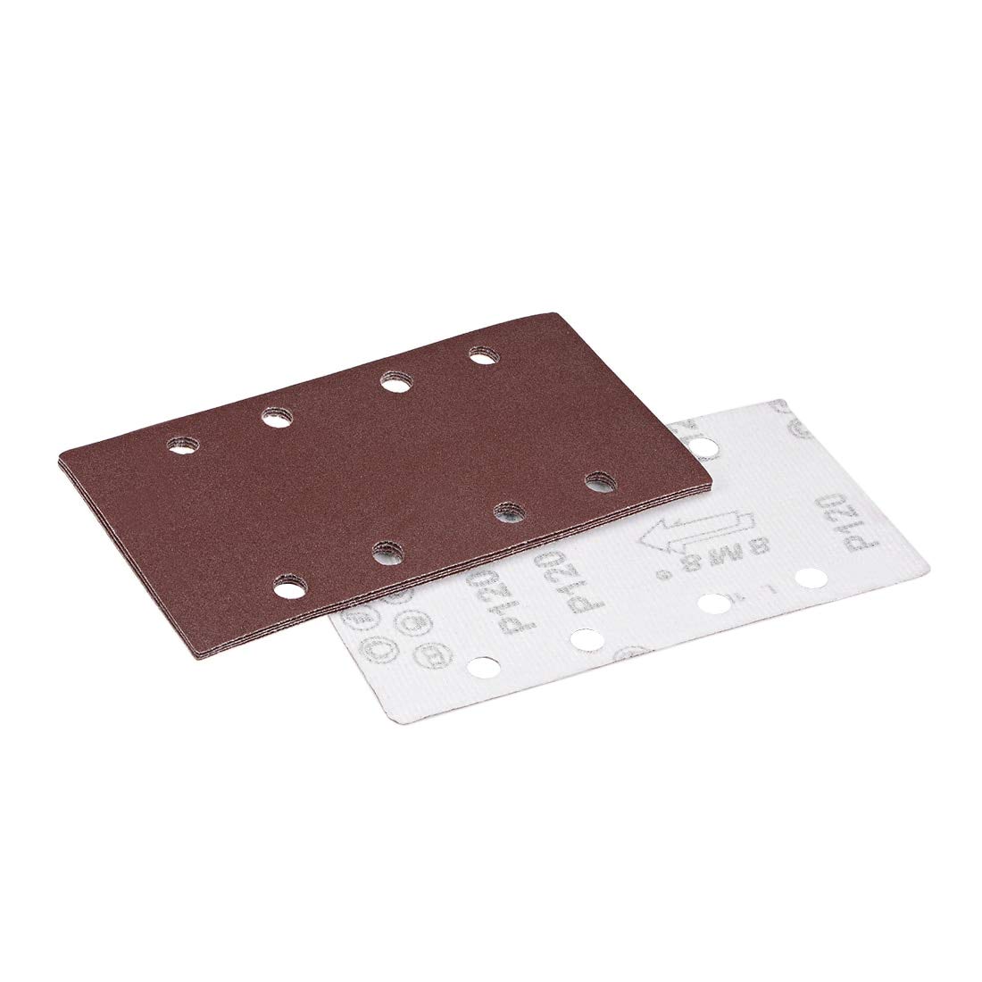 8-Hole Hook and Loop Sanding Sheets 120 Grit, 7.3 x 3.6 Inch Wet Dry Aluminum Oxide Sandpaper - 5 Pack for Orbital Sanders - Perfect for Woodworking, Metal Polishing & DIY Projects