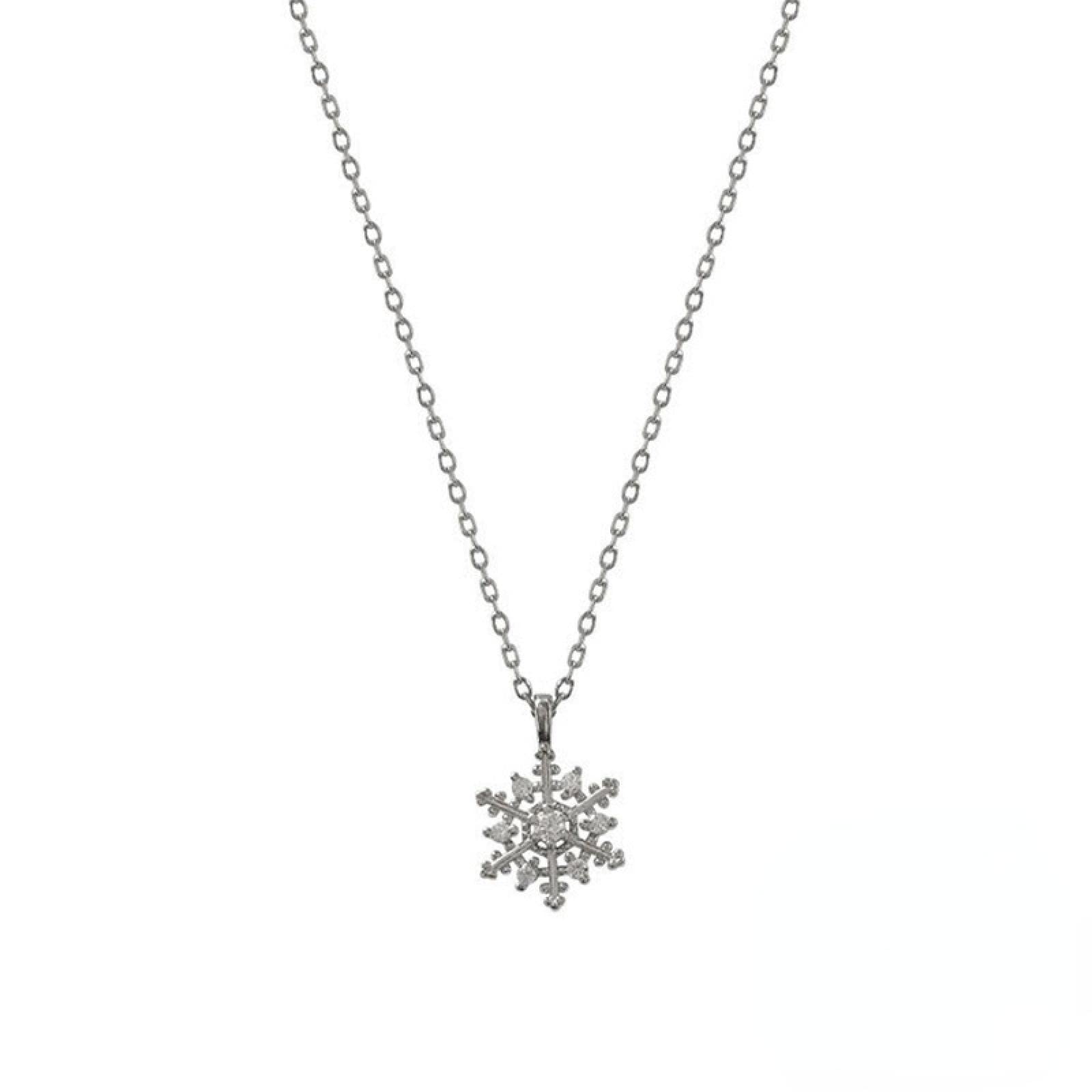 Sparkling Snowflake Charm Necklace - 925 Sterling Silver Jewelry for Gifts