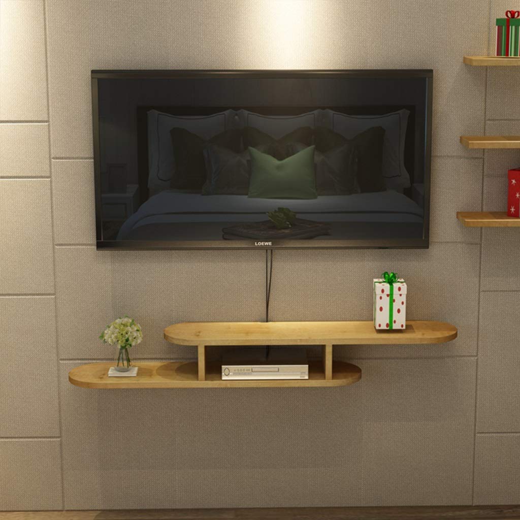 Wall Mounted Floating TV Shelf - Ash Wood Media Console for Xbox One, PS4, Cable Box, DVD Players - 47 Inch (120cm) Wall Mount Entertainment Center - Perfect for Living Room, Bedroom & Game Room Organization