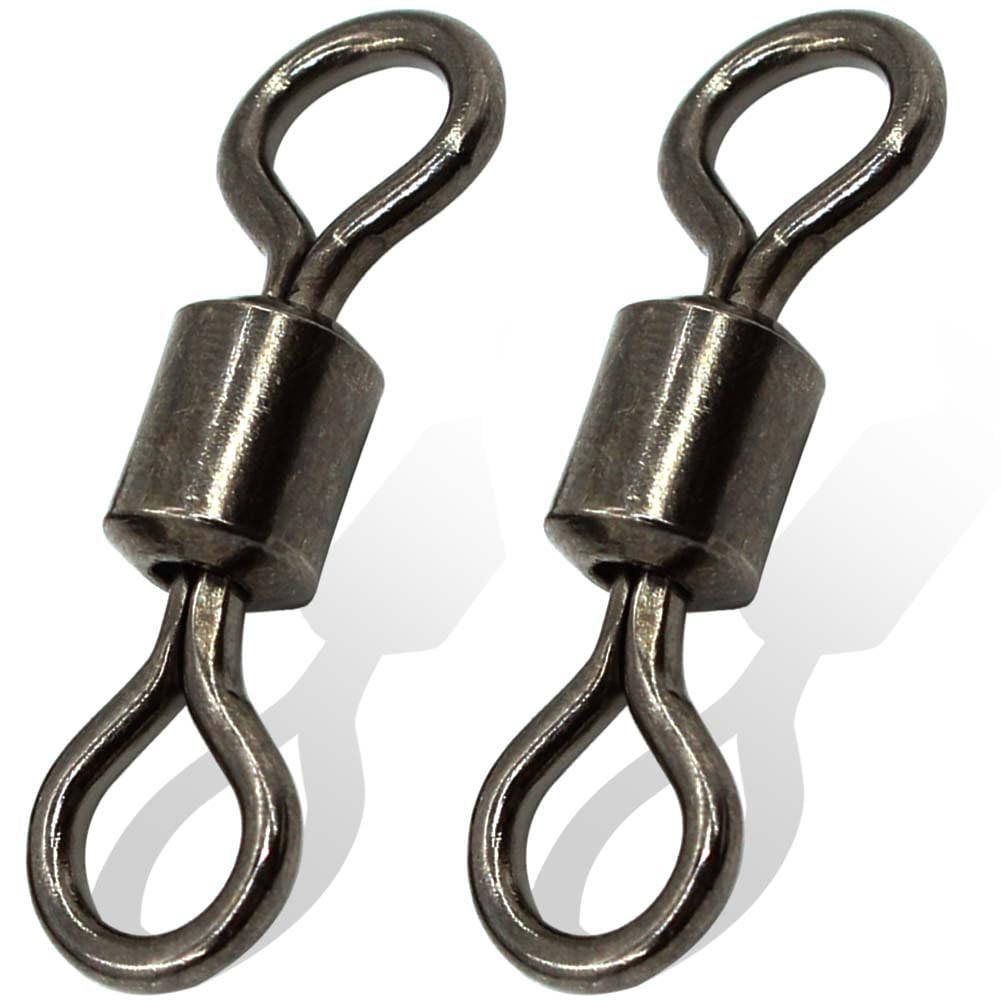 Premium Stainless Steel Black Nickel Fishing Barrel Swivels - 60/120pcs Rolling Swivels Fishing Line Connectors for Saltwater & Freshwater (29-335 lbs) - Ideal for Bass, Trout & Deep Sea Fishing Tackle