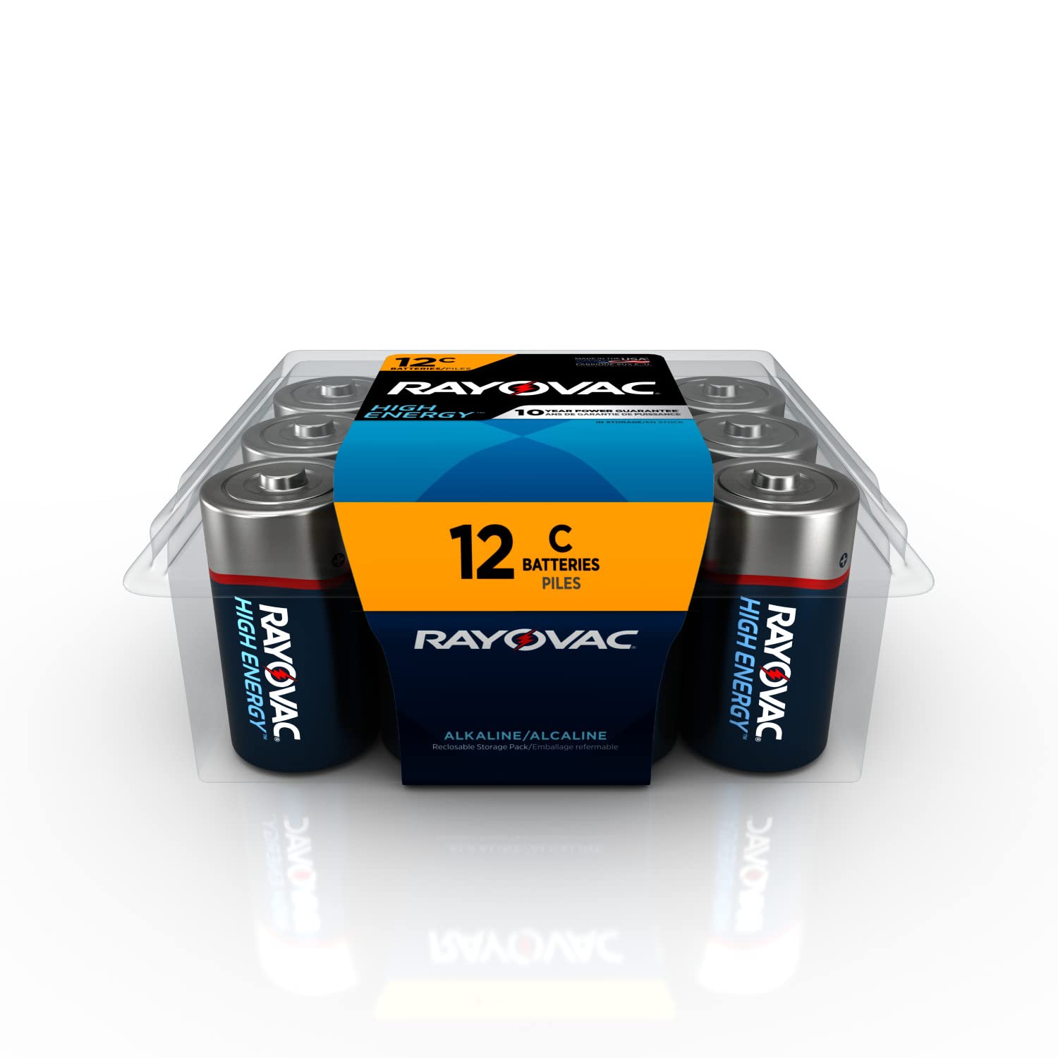 Rayovac C Batteries 12-Pack - Long-Lasting Alkaline C Cell Batteries for Flashlights, Toys, Clocks & More - 12 Count Bulk Pack