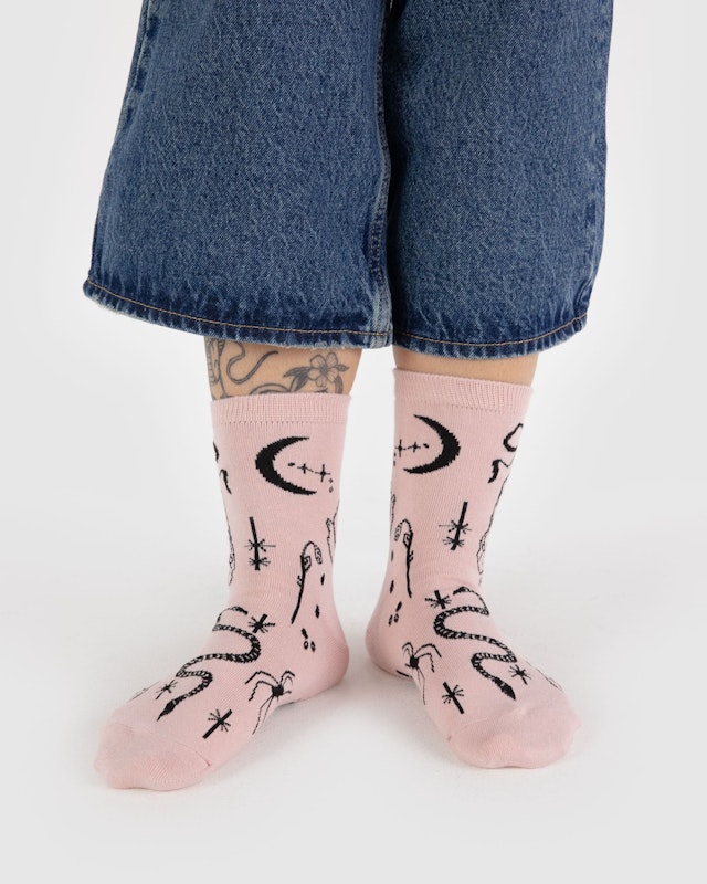 BAGGU Ballet Icons Crew Socks - Women's Comfortable Cotton Ankle Socks for Dance, Yoga & Everyday Wear