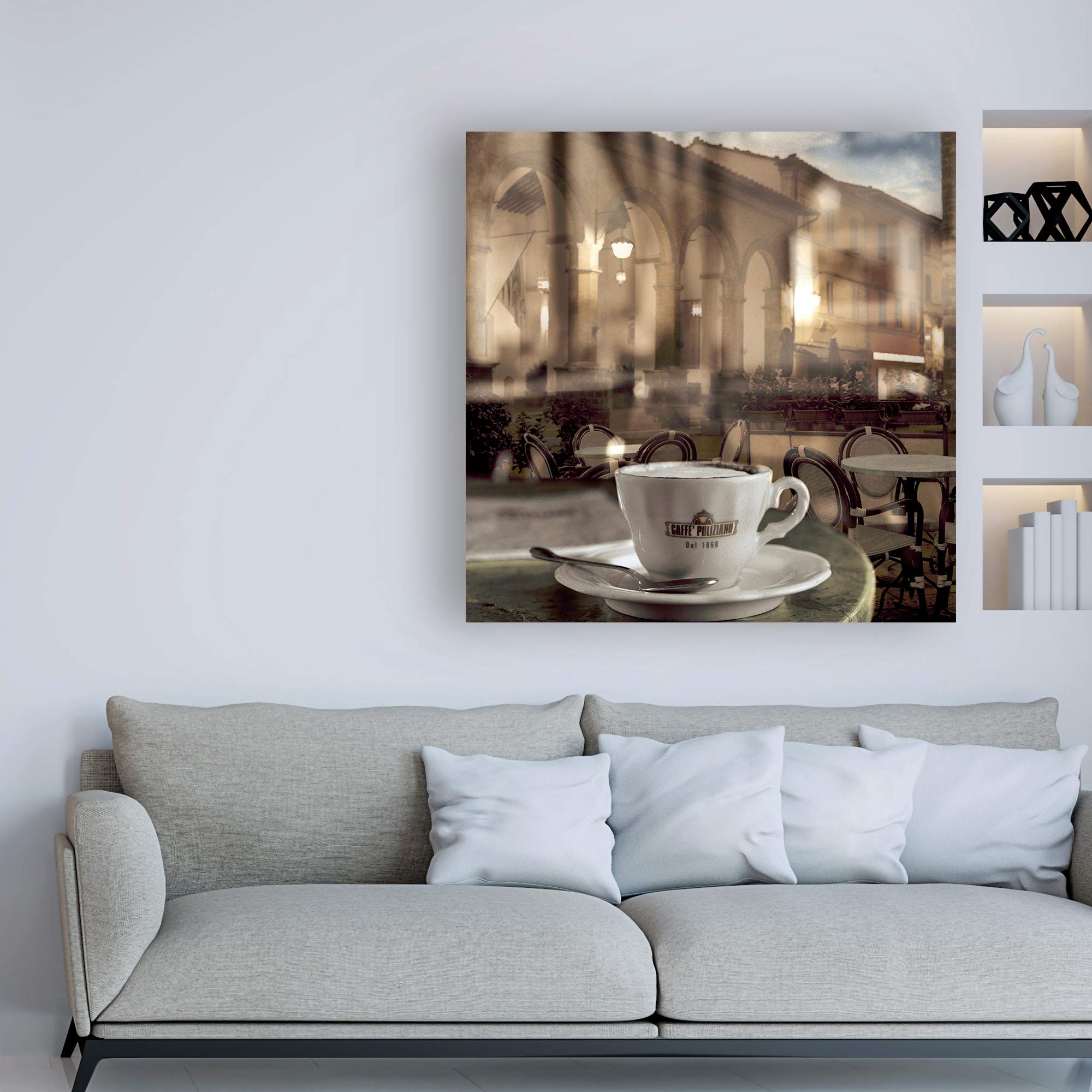 Montepulciano Caffe #1 by Alan Blaustein - 18x18 Inch Premium Canvas Art Print - Italian Cafe Wall Decor for Living Room, Bedroom & Office