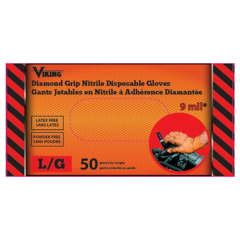 Viking® Diamond Grip Nitrile Disposable Gloves - 34607 - 300 Count Box, Powder-Free, Textured for Enhanced Grip - Ideal for Medical, Food Service, Cleaning & DIY Projects