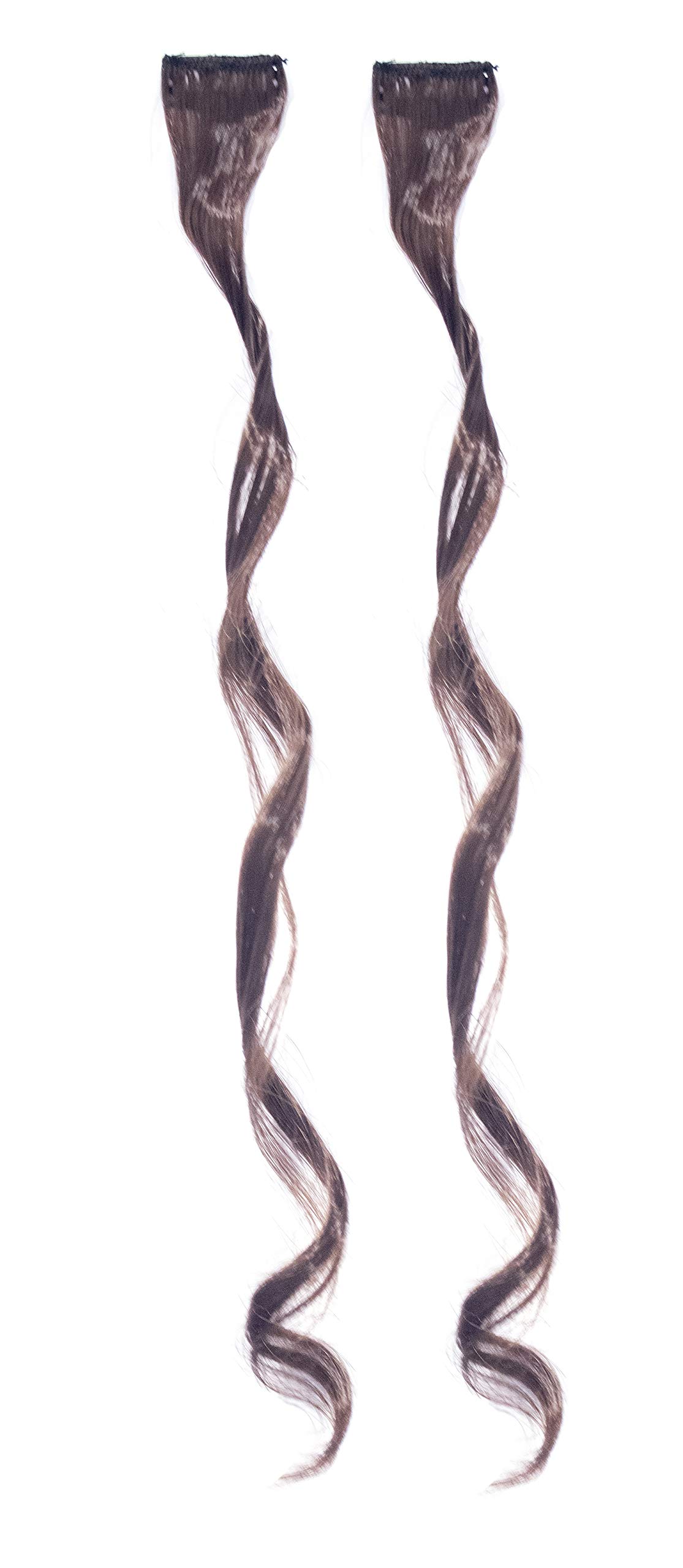Kabello Clip-In Hair Extensions for Women - 2-Piece Curly Dark Brown Hair Streak - Natural-Looking Volume & Length - Perfect for Parties, Weddings & Everyday Styling