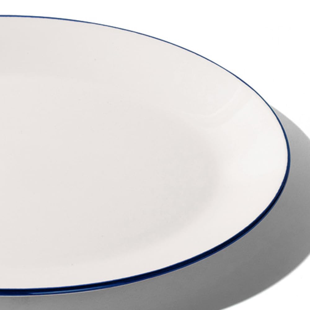 Premium Porcelain Serving Platter - White with Navy Rim - Made in England - Elegant Dinnerware for Entertaining & Special Occasions
