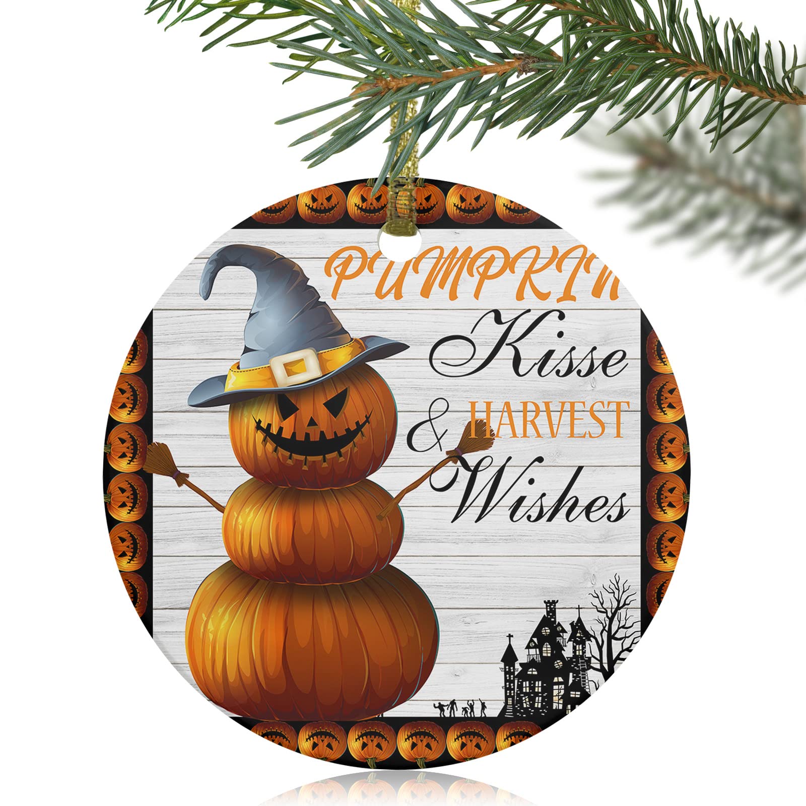 Christmas Ceramic Wall Decor - Halloween Pumpkin Witch Sign for Home Party