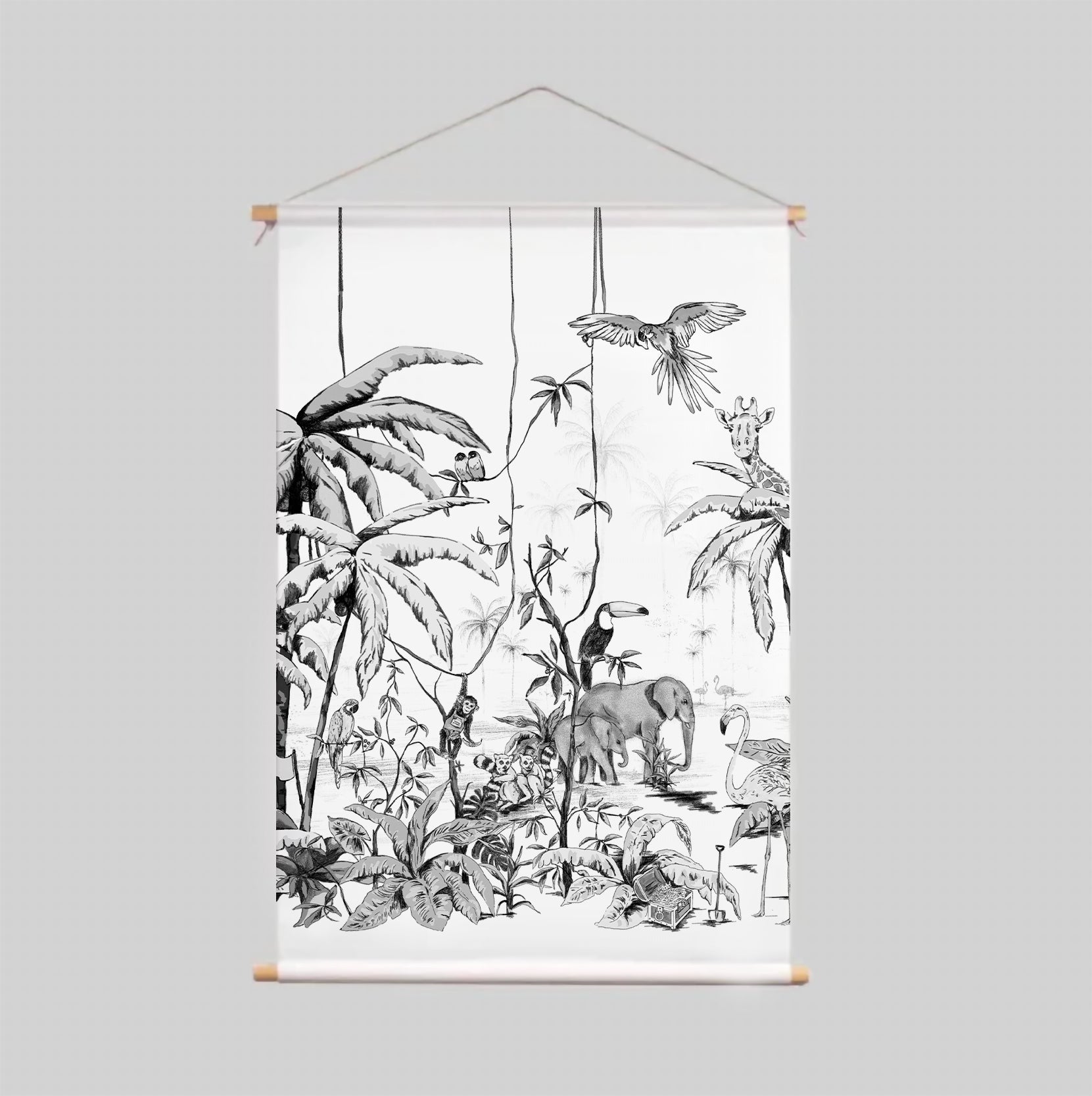 Jungle Black and White Textile Poster - Modern Wall Art for Home, Office & Dorm Decor