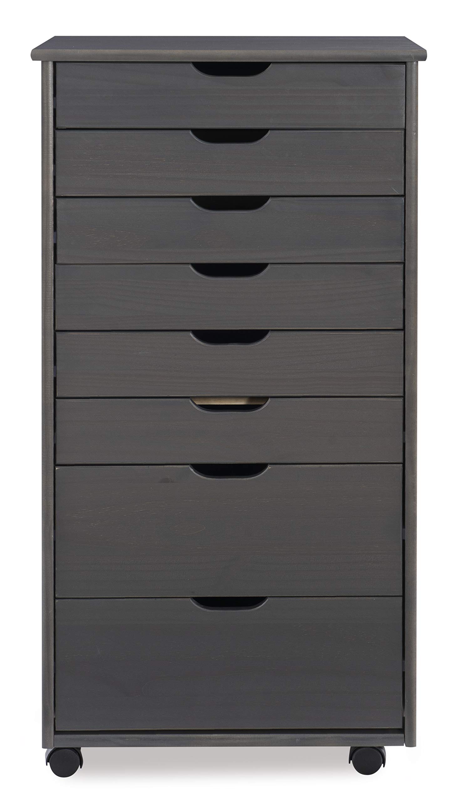 Linon Corinne 8-Drawer Rolling Storage Cart - Grey, Organizer for Home, Office, Bathroom & Dorm | Space-Saving Mobile Cabinet for Bedroom, Kitchen & Closet Organization