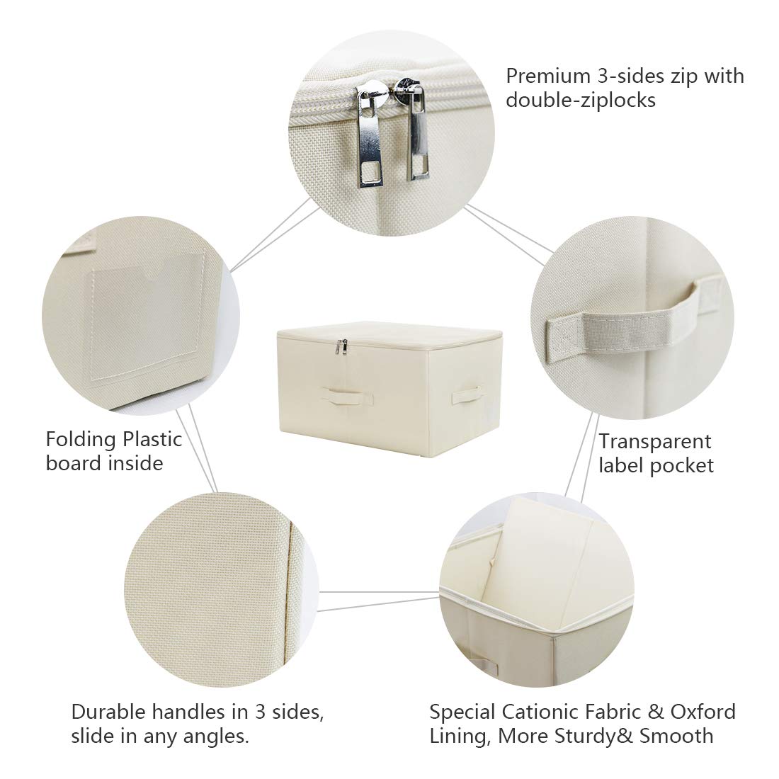 Collapsible Rigid Storage Bins with Lids - Foldable Shelves & Clothes Storage Cubes for Wardrobe Organization (Beige, Set of 2) - Perfect for Closet, Bedroom, and Home Storage Solutions