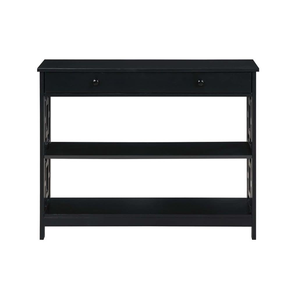 Pemberly Row Modern Black Wood Finish One-Drawer Console Table - Perfect for Entryway, Hallway & Living Room Decor