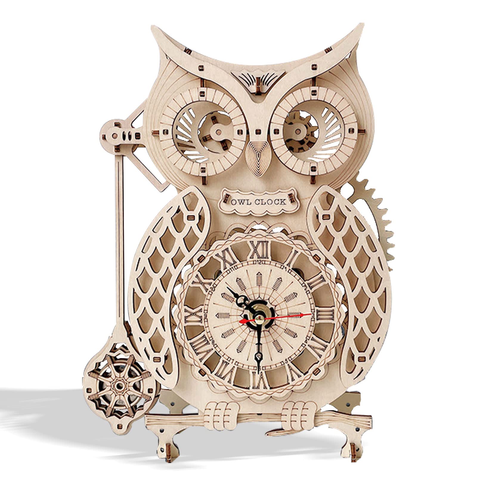3D Wooden Puzzle Owl Clock Kit - DIY Wooden Model Building Kit for Adults & Teens - Fun Animal Shaped Craft Toy for Home Decor & Gift Giving - Perfect for Relaxation, STEM Learning & Creative Home Office Decor