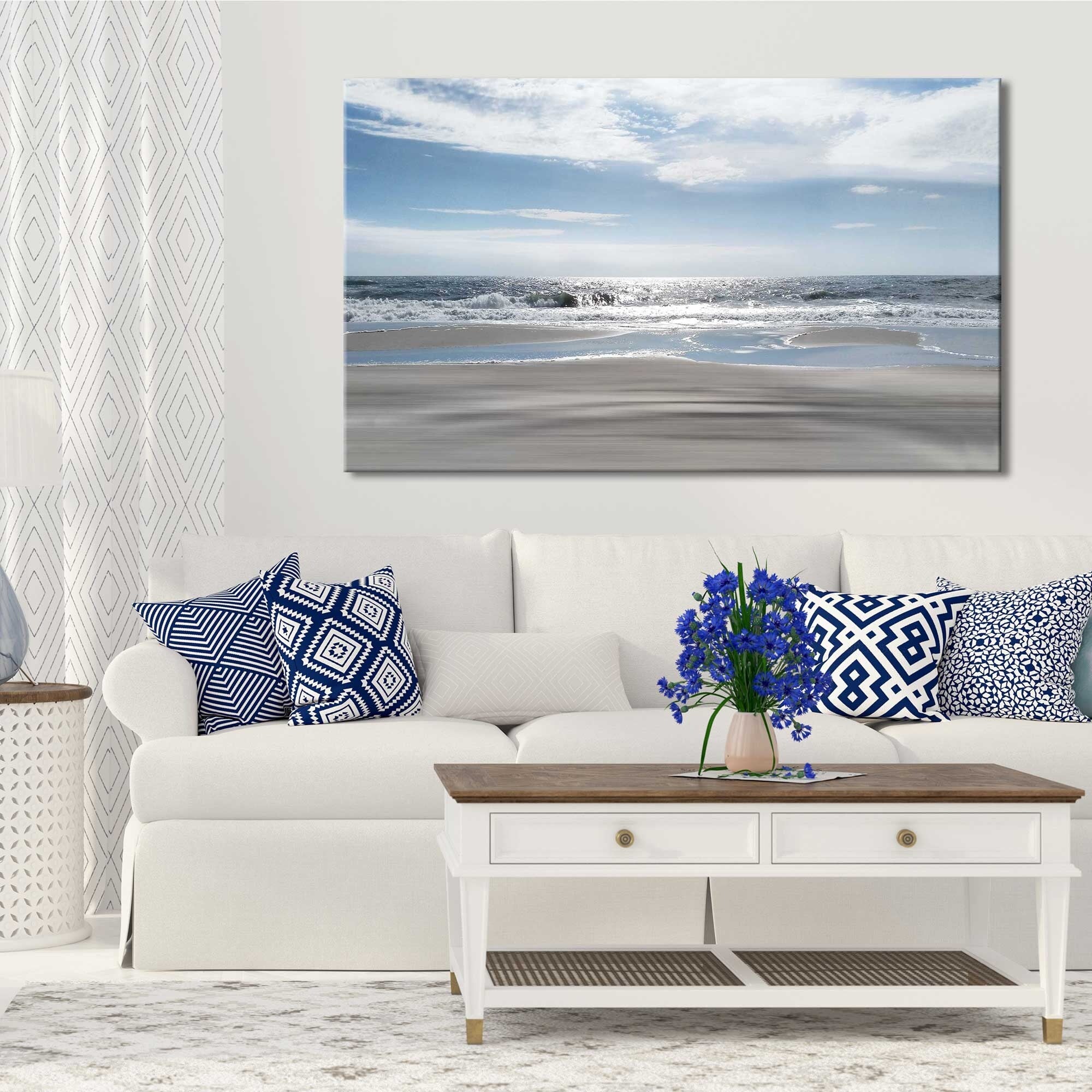 Beach Bliss by Ruane Manning - Stunning Canvas Wall Art Print for Coastal Home Decor, Living Room, Bedroom & Office