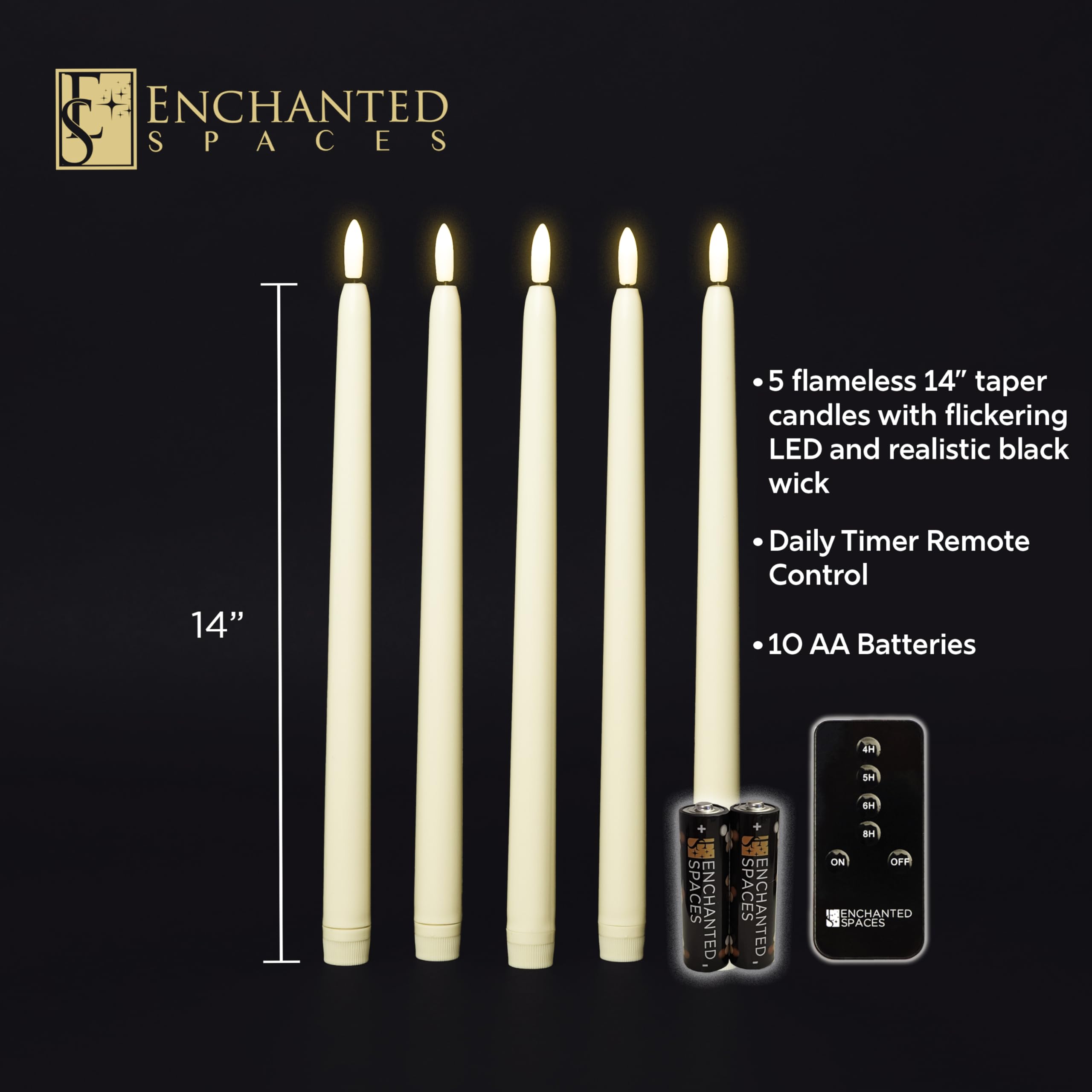 Premium Gold Foil Embossed Gift Box - Set of 5 Flameless LED Ivory 14