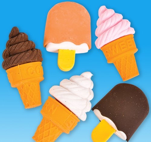 1.5 Inch Assorted Frozen Treats Erasers - 24 Pack Fun Novelty Pencil Toppers for Kids, School Supplies, Party Favors & DIY Crafts
