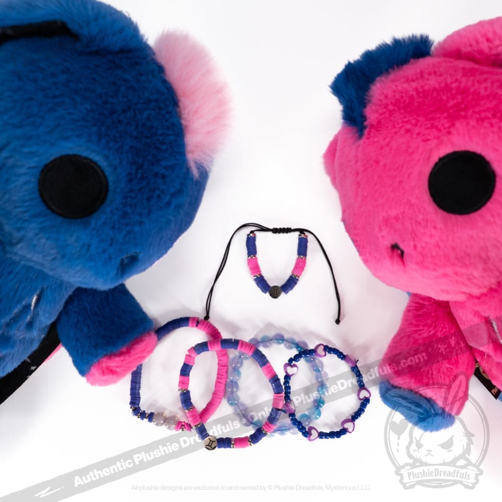Plushie Dreadfuls Gemini Rabbit - Soft Stacking Friendship Bracelet for Zodiac Lovers, Best Friend Gifts & Everyday Wear