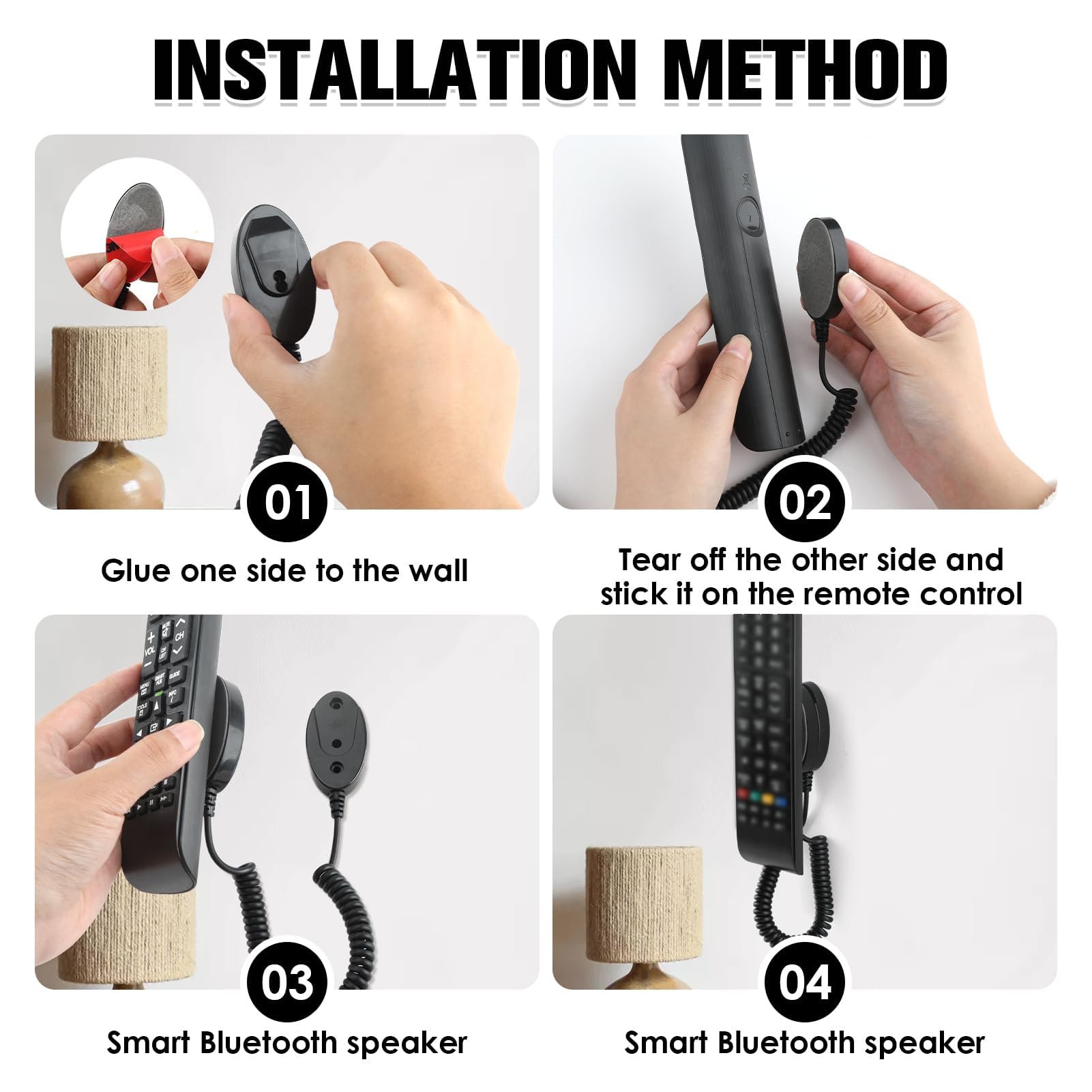 2 Pack Magnetic Remote Control Holder with Security Cable - Retractable Remote Organizer for TV, Fan & AC - Easy Installation, Anti-Loss Design (Black) | Perfect for Living Room, Bedroom & Office Organization