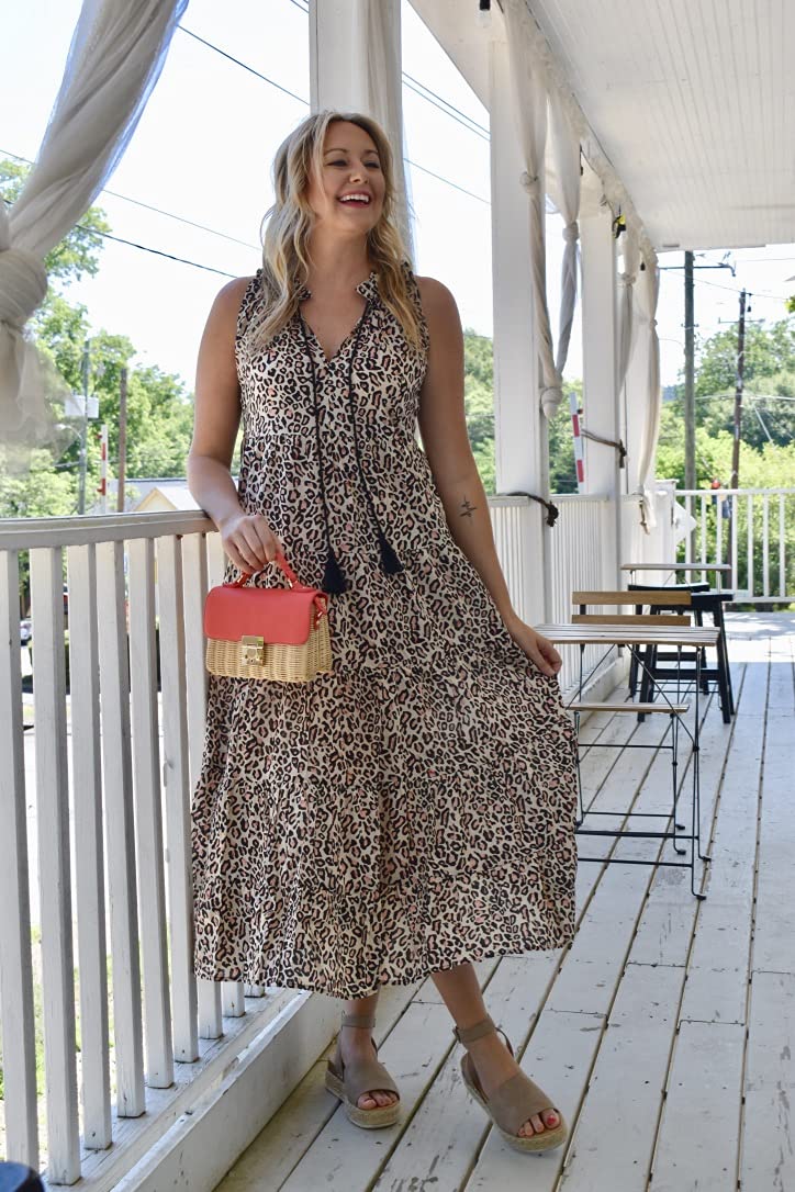 Mud Pie Women's Eason Maxi Dress - Flowy Long Summer Dress with Pockets, Boho Chic Style for Beach, Vacation & Casual Wear