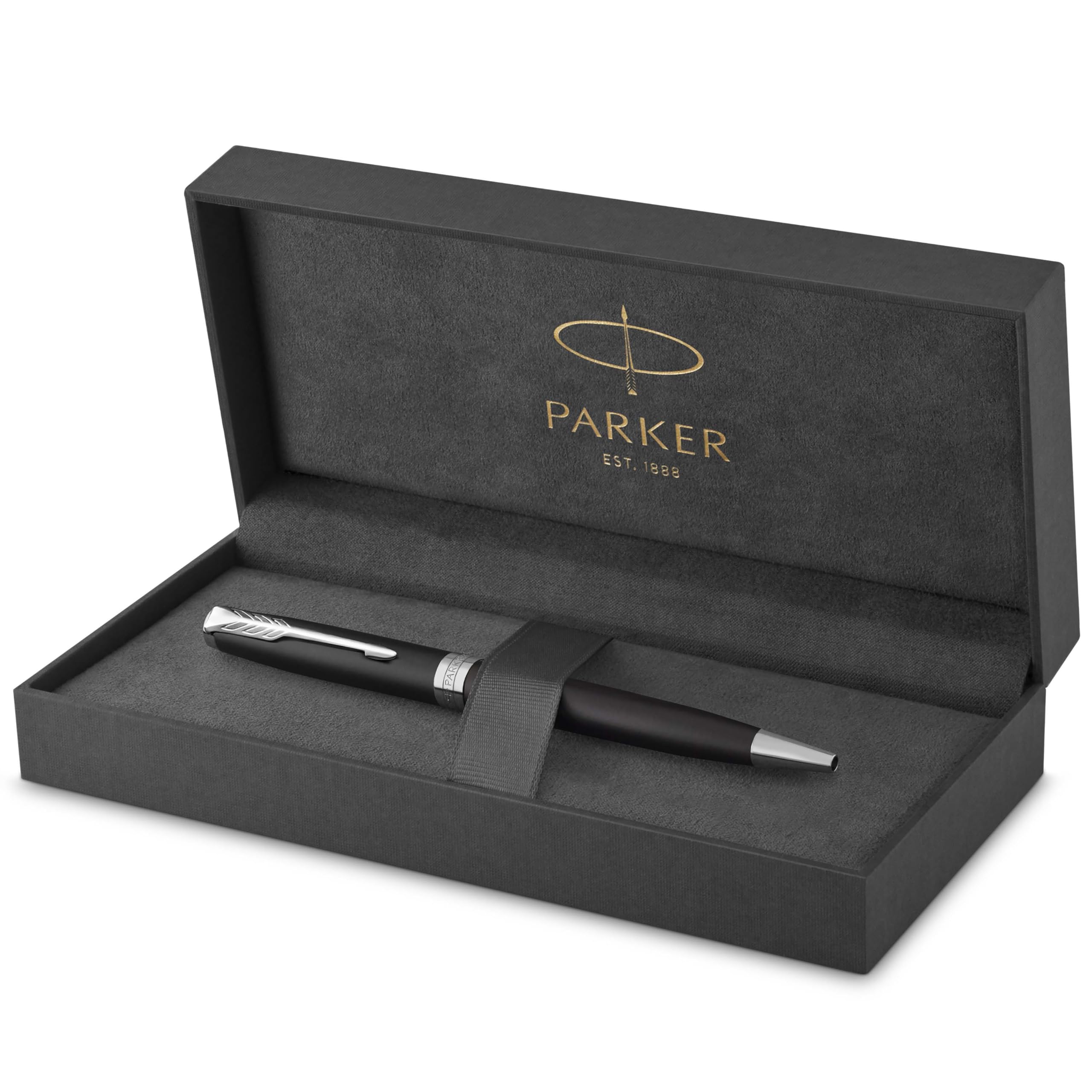 Parker Sonnet Ballpoint Pen - Matte Black Lacquer with Palladium Trim, Medium Point Black Ink Refill, Luxury Gift Box Set - Perfect for Business, Office, and Executive Gifts