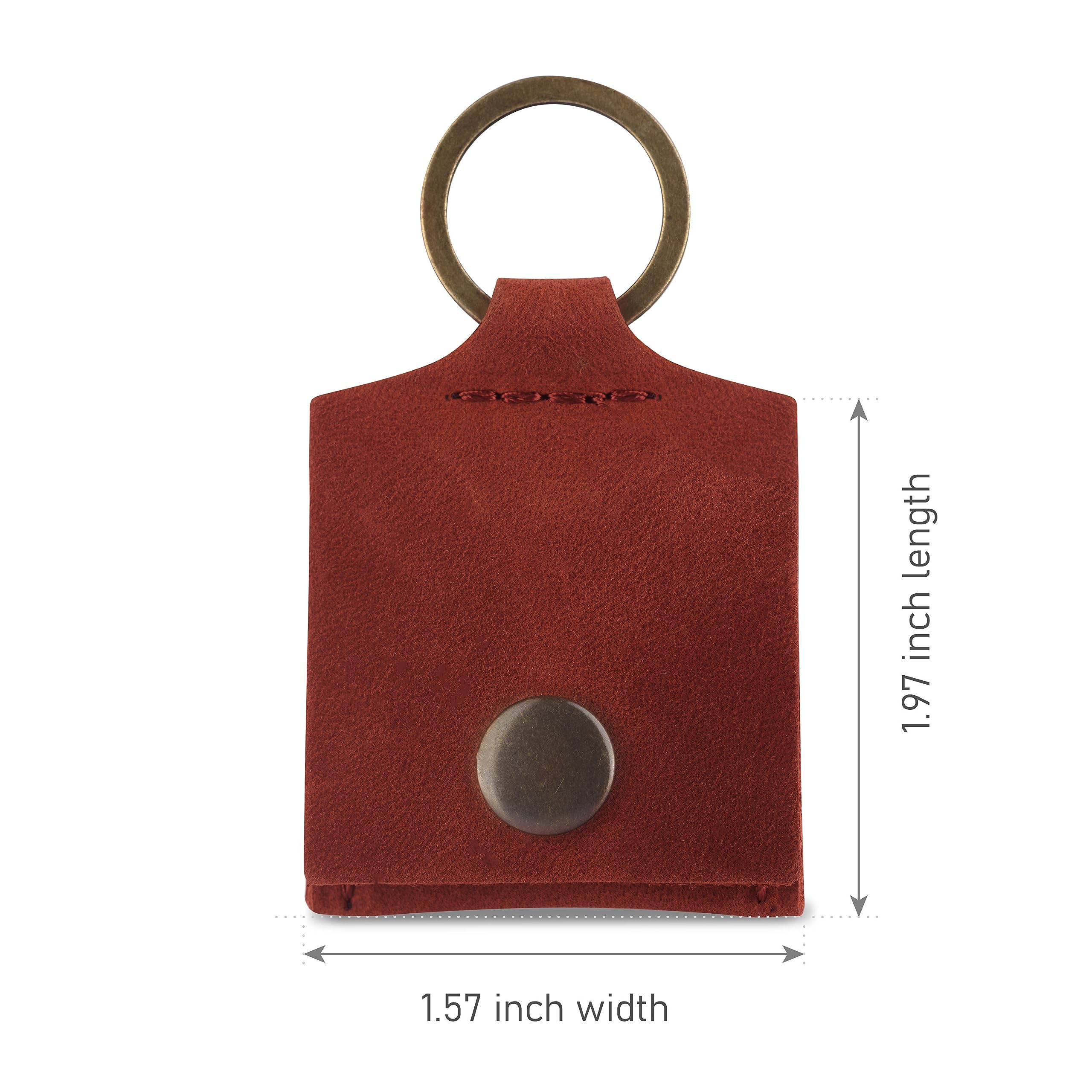 Genuine Leather Keychain Ring Holder - Wedding & Engagement Ring Travel Case, Gym & Workout Ring Pouch (Cognac) - Perfect for Travel, Sports & Everyday Jewelry Protection