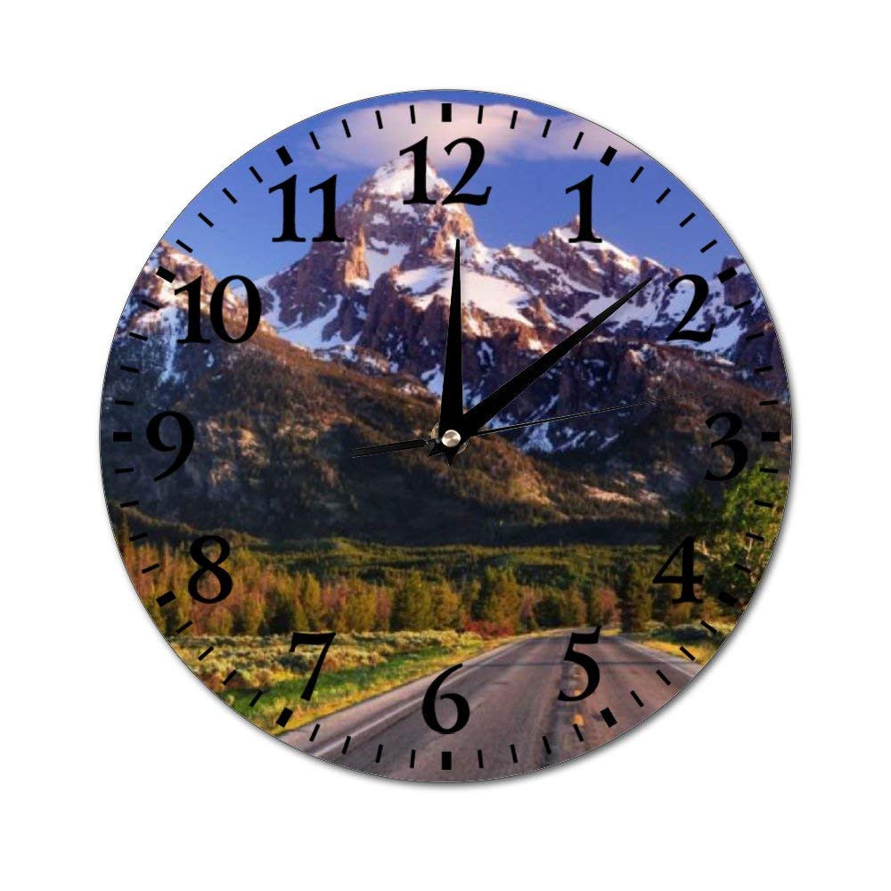 Grand Teton National Park Wall Clock - Silent Non-Ticking, 10 Inch Round Easy to Read Home Decor for Living Room, Office, School, and Bedroom