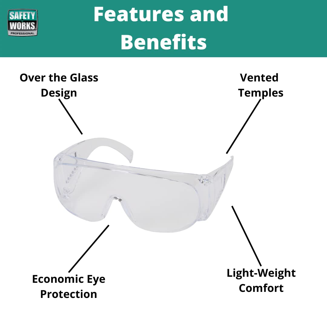 Safety Works 817691 Clear Economical Safety Glasses - ANSI Z87.1 Certified for Construction, Woodworking & DIY Projects