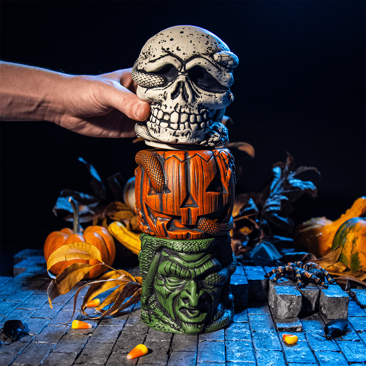 Halloween III: Season of the Witch Stacking Tiki Mug Set - Horror Movie Collectible Cups for Halloween Parties & Themed Decor
