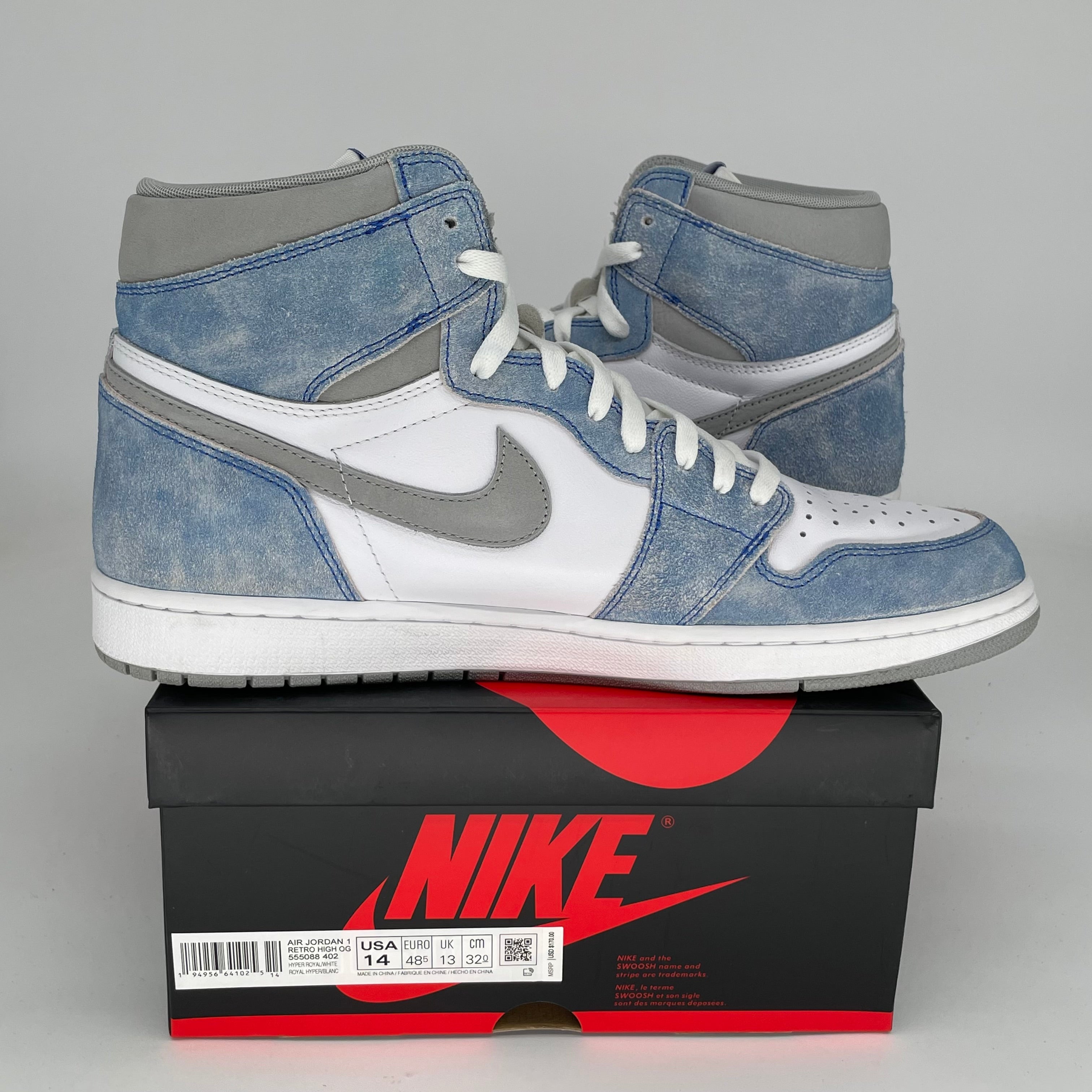 Air Jordan 1 Hyper Royal Size 14 Men's Basketball Shoes - 555088-402 | Retro High Tops for Sneaker Collectors & Streetwear Fashion