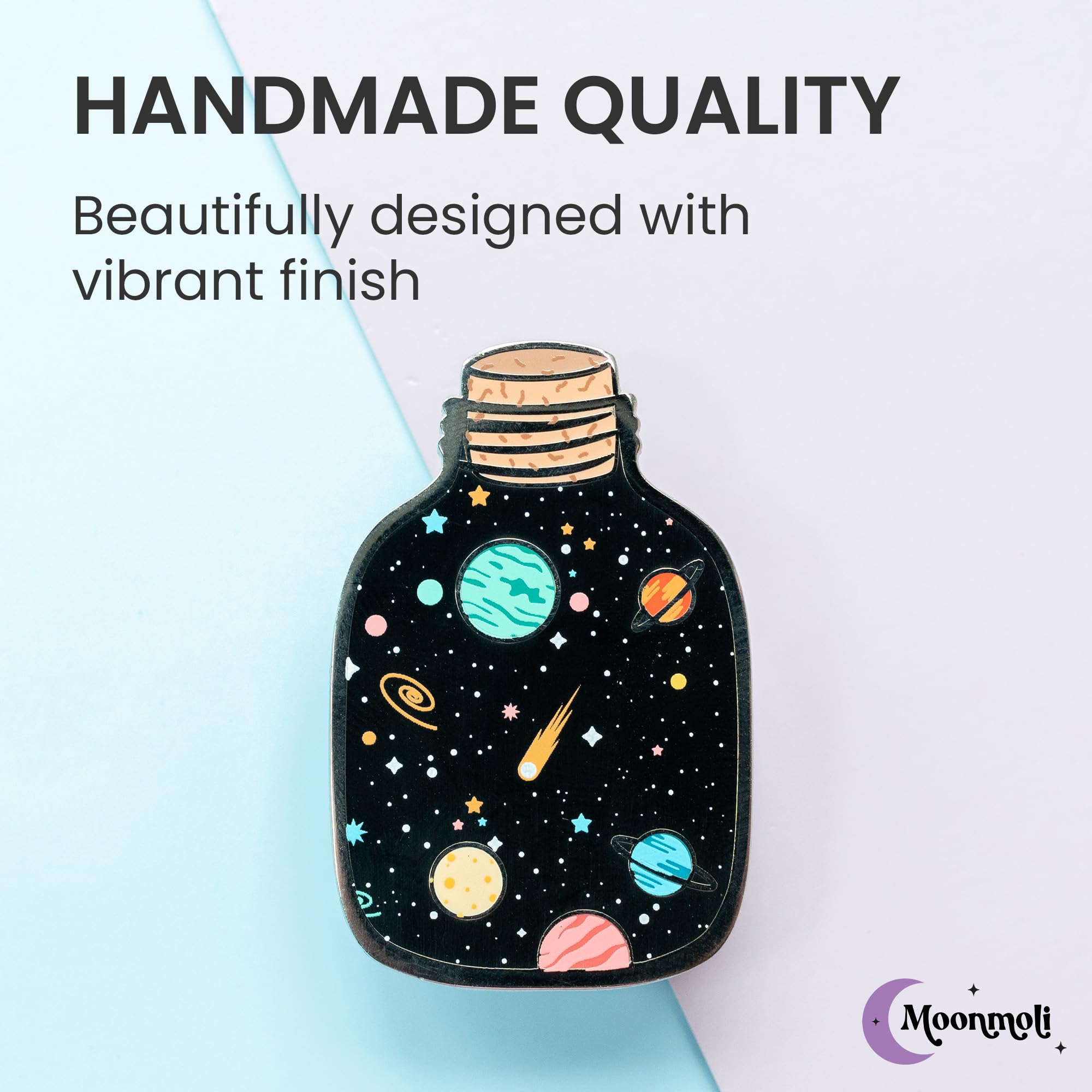 Space Galaxy Jar Stellar Elixir Enamel Pins - Cute Aesthetic Pins for Backpacks, Lapels, Jackets & Hats - 1.5 Inch Tall, 1 Inch Wide - Secure Backing, Durable & Practical - Perfect for Gifts, Collecting & Fashion Accessories