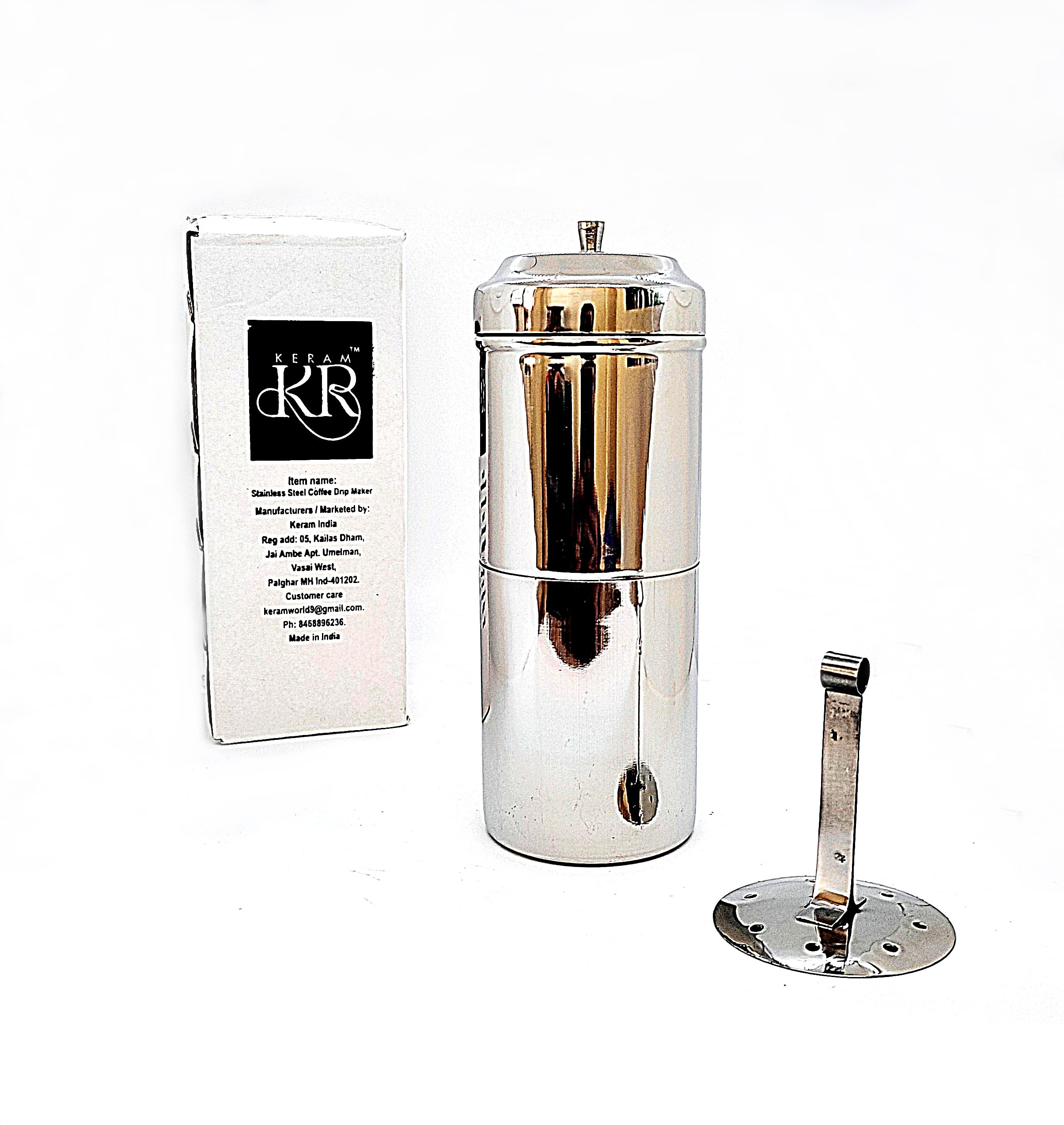 Stainless Steel South Indian Coffee Drip Maker - Reusable Phin Filter for 3-4 Cups (6.6 Oz/200ml) | SS304 Food Grade | Perfect for Camping, Travel & Home Brewing | Compact Decoction Coffee Dripper