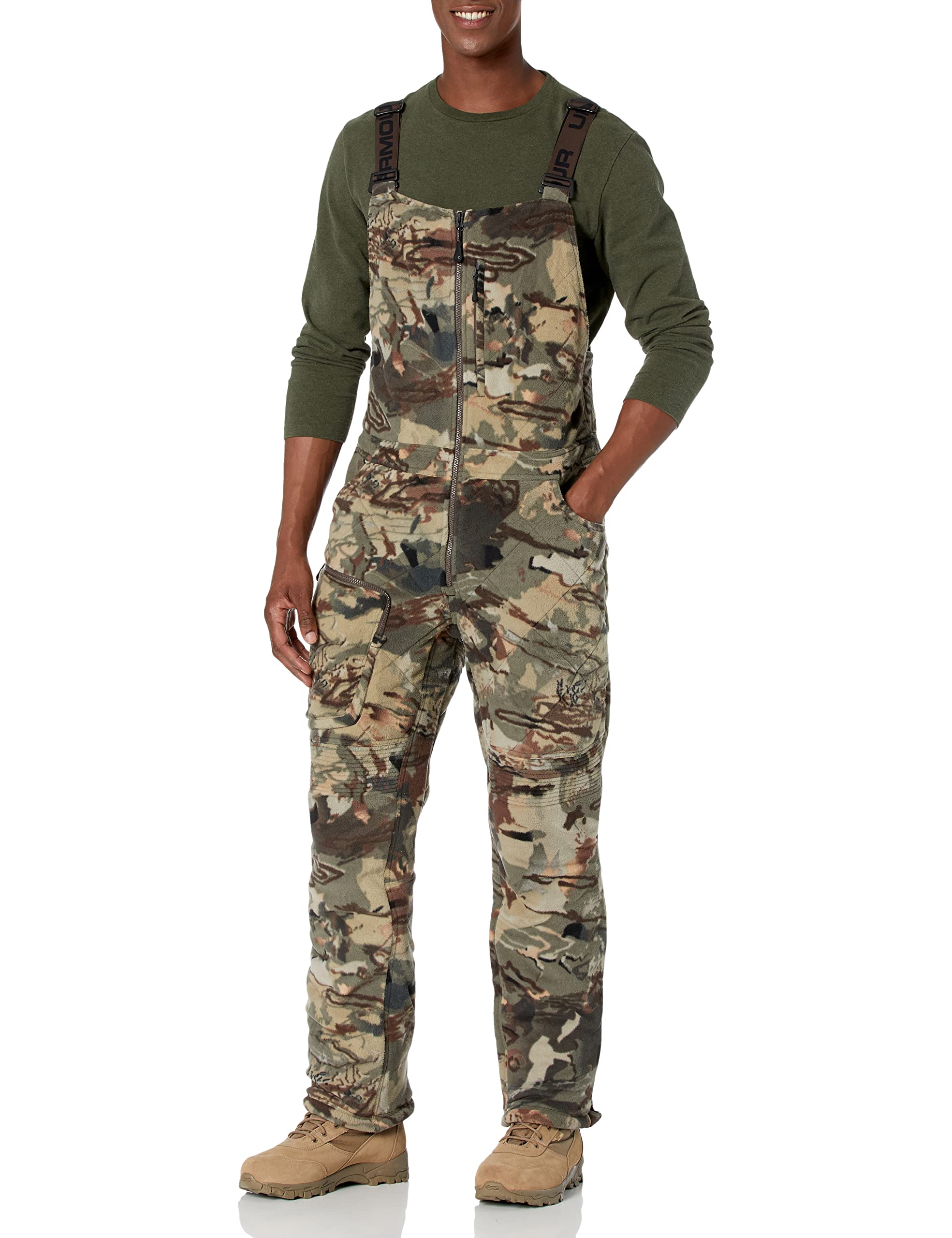 Under Armour Men's Brow Tine Plus Bib Hunting Pants - Lightweight, Water-Resistant Camo Hunting Gear for Cold Weather - Ideal for Deer Hunting & Outdoor Adventures