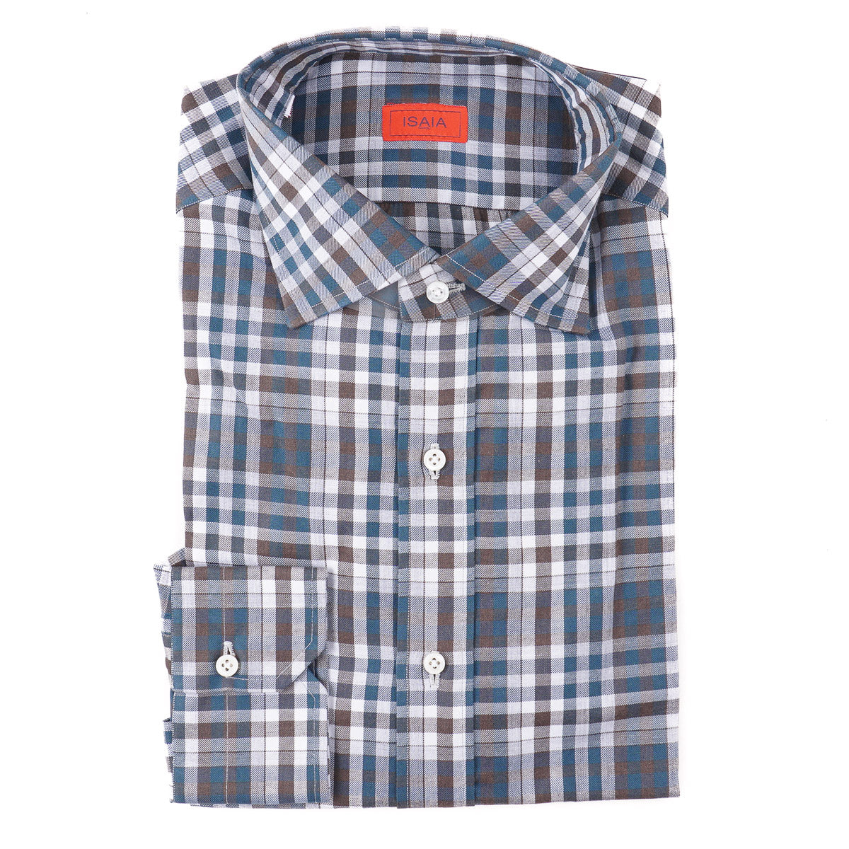 Isaia Men's Tailored Fit 'Mix' Cotton Dress Shirt - Slim Fit Button Down Shirt for Business, Office & Formal Occasions