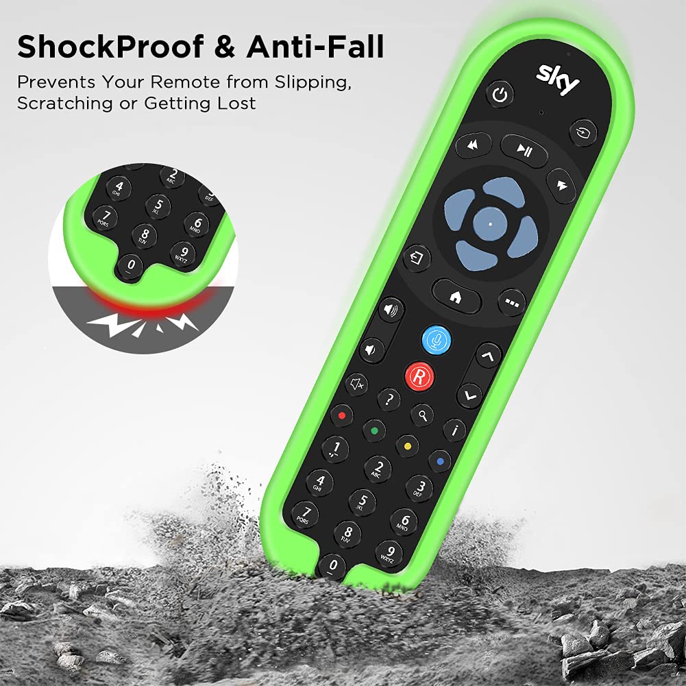 2 Pack Silicone Cover for SKY Q Bluetooth Remote Control EC201 EC202 2020 - Protective Case Skin Holder for New SKY Q Remote Controller, Battery Back Protector Replacement (Glow Blue + Glow Green) - Perfect for Home Entertainment & TV Accessories Protection